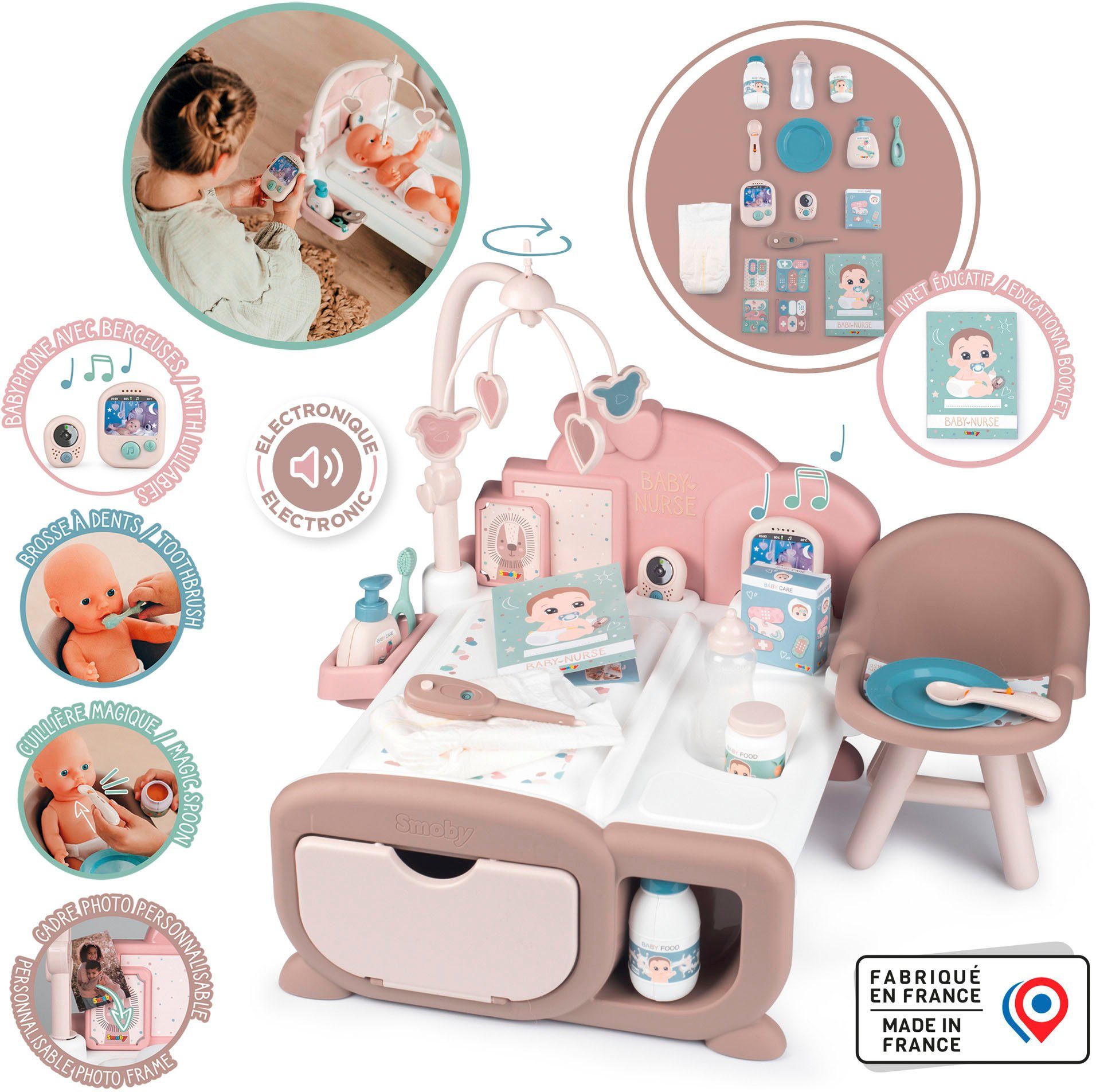 Smoby Puppen Pflegecenter Baby Nurse, Cocoon 3-in-1, mit Sound, Made in Eur günstig online kaufen