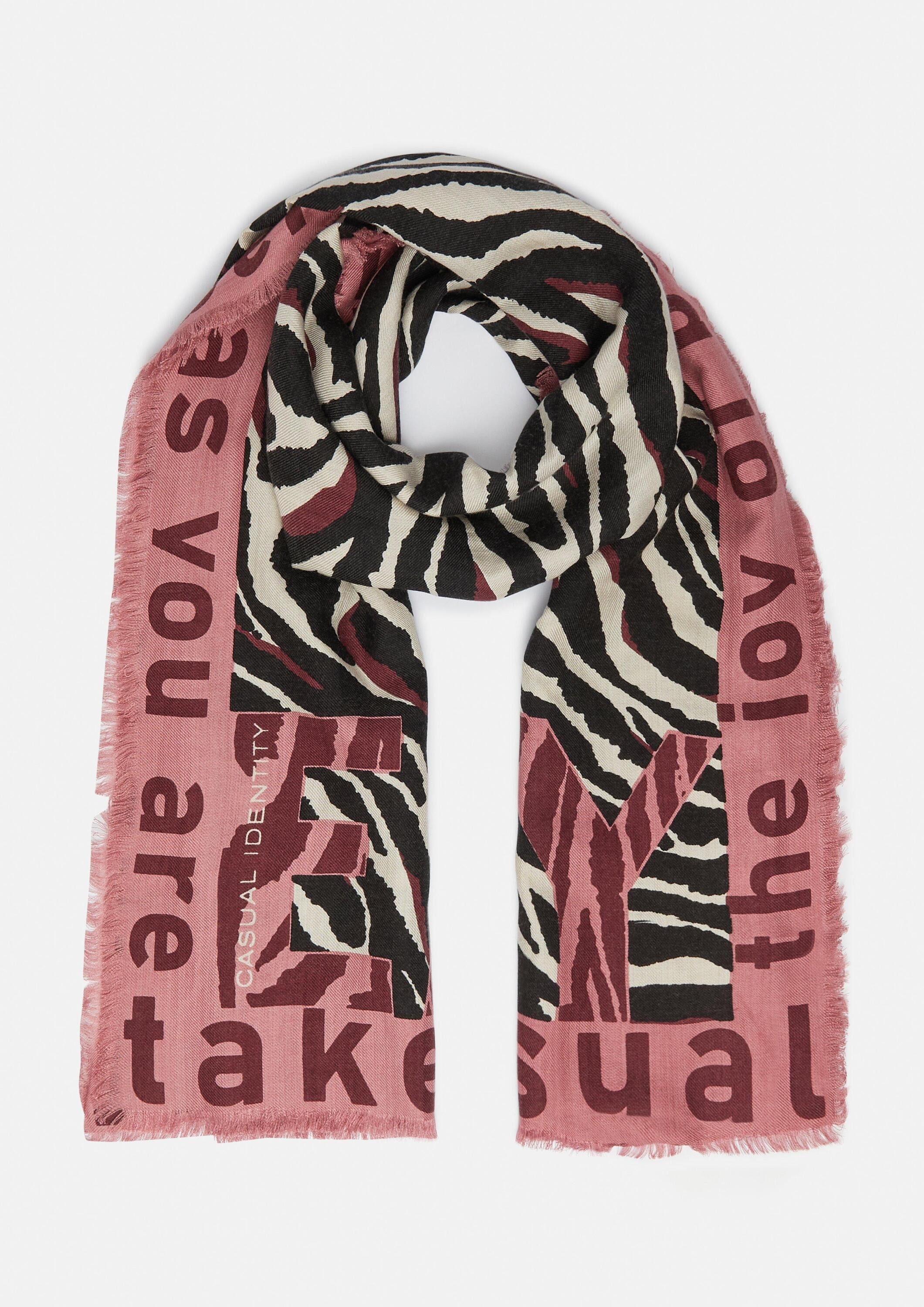 comma Schal Tuch, Gemusterter Schal mit Fransen günstig online kaufen