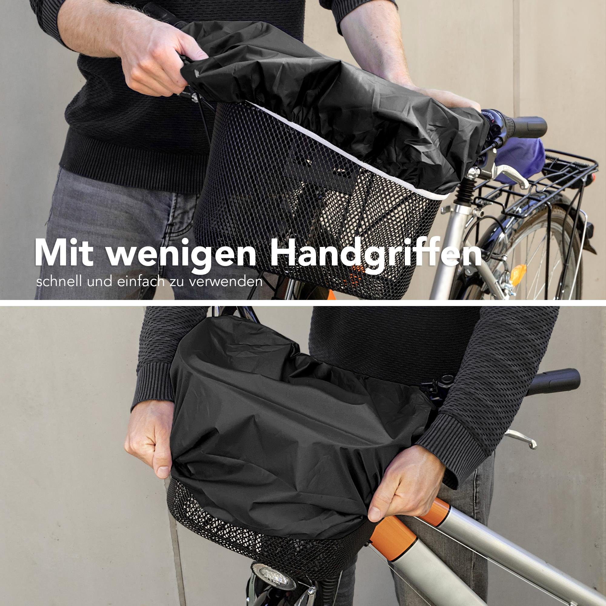 EAZY CASE Fahrradkorb Universal Regenschutz für Korb, Regenschutz Korbüberzug mit Gummiband Haube wasserabweisend Schwarz
