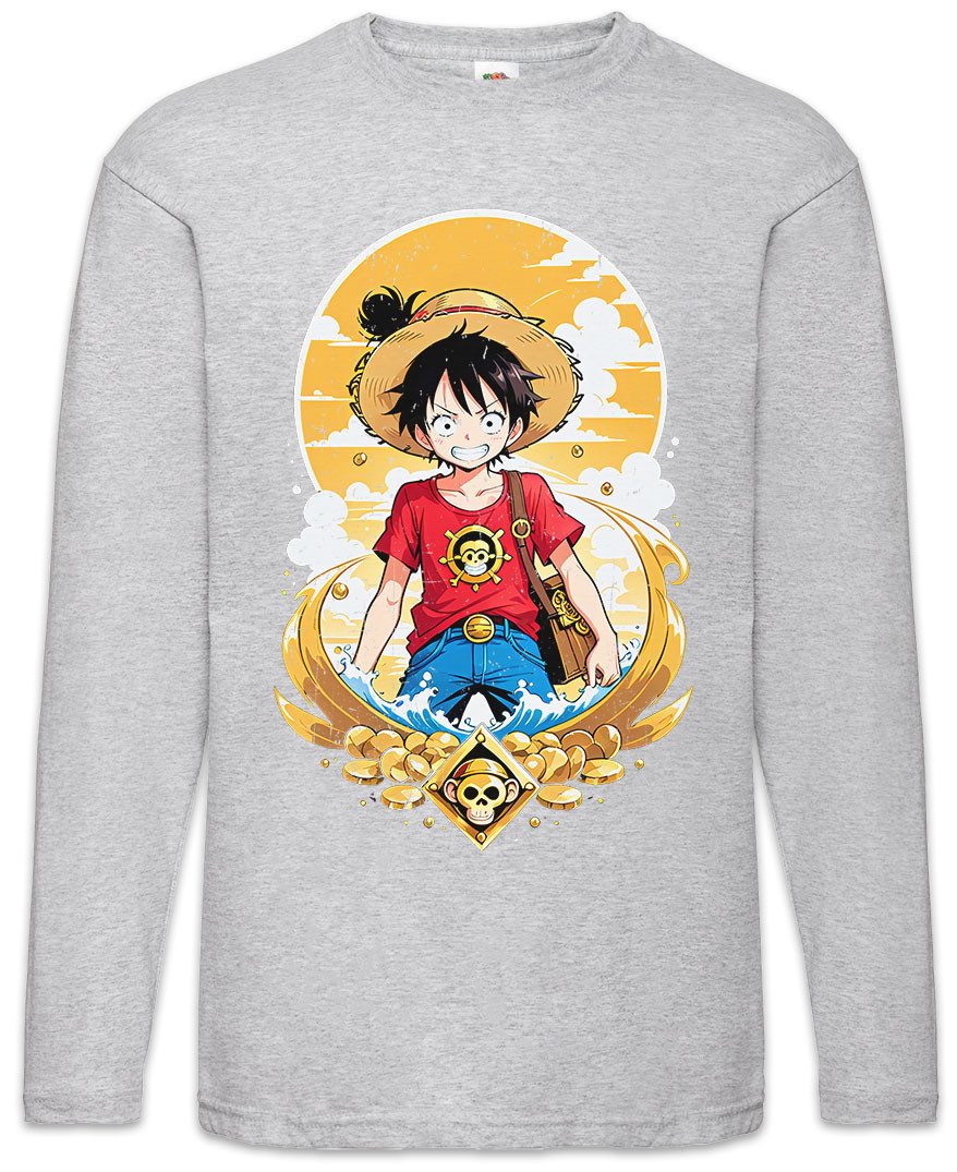 Langarmshirt Monkey Ruffy Logo Langarm T-Shirt One Pirate Adventure Anime Piece D