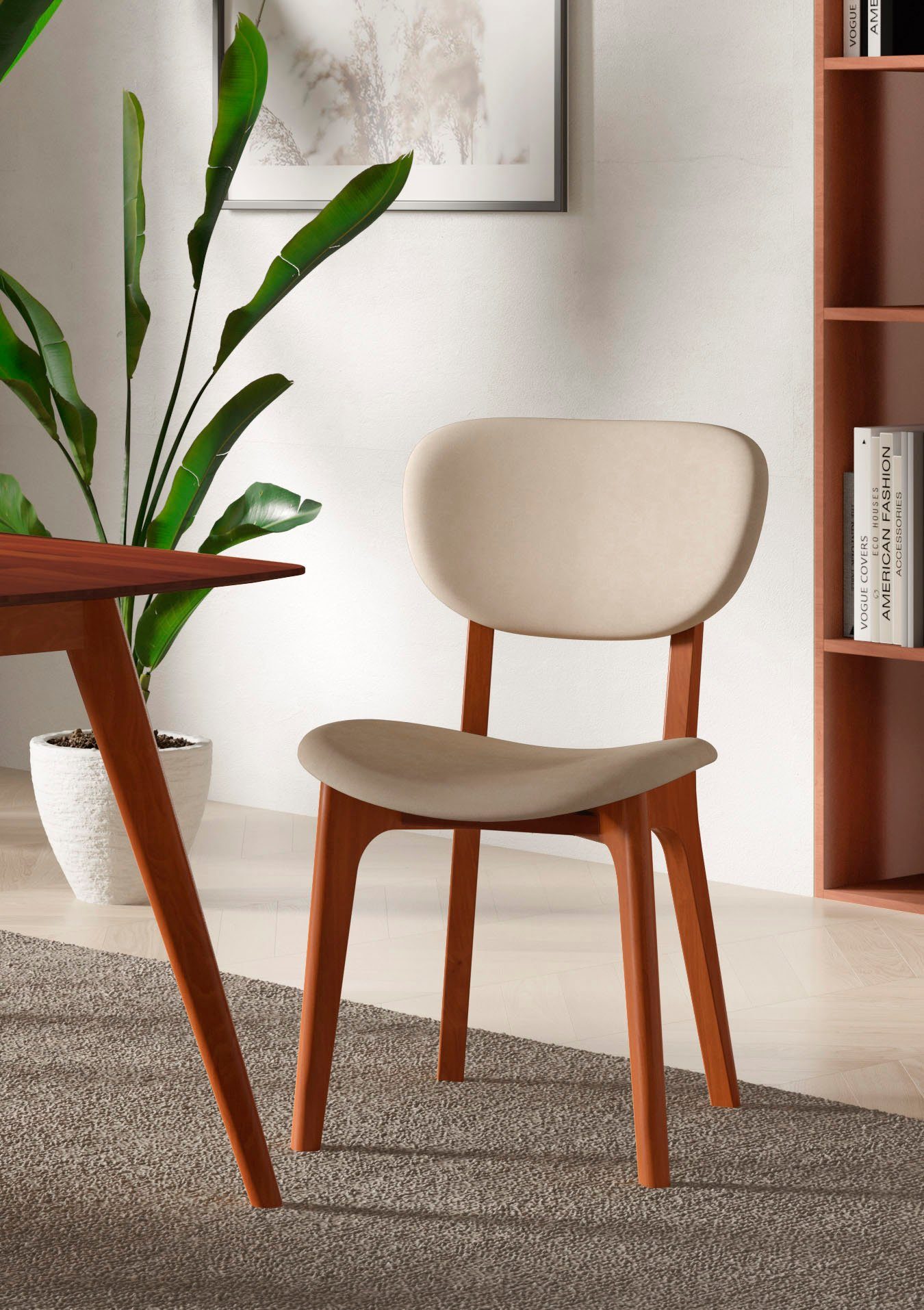 INOSIGN Stuhl COZY Made in Italy (Set, 2 St), Gestell in Buche, Kirsch- oder Nussbaum, Massivholz, Design Stuhl