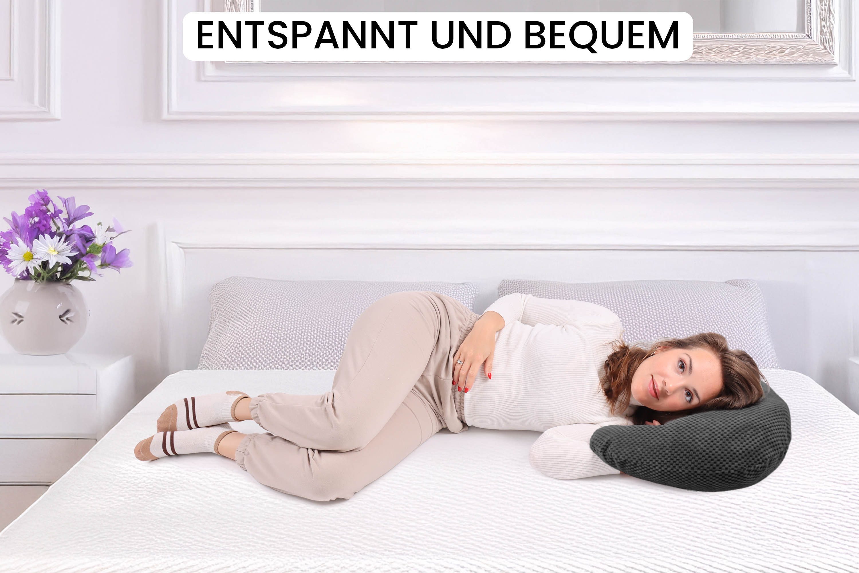 Amilian Stillkissen Stillmond Stillhörnchen klein - Mondkissen - Babykissen, weich, Reißverschluss, EU-Herstellung – Bild 4 von 5