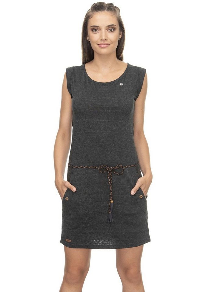 Ragwear Shirtkleid »TAG« (2-tlg., mit Bindegürtel) mit Melange-Optik in schwarz