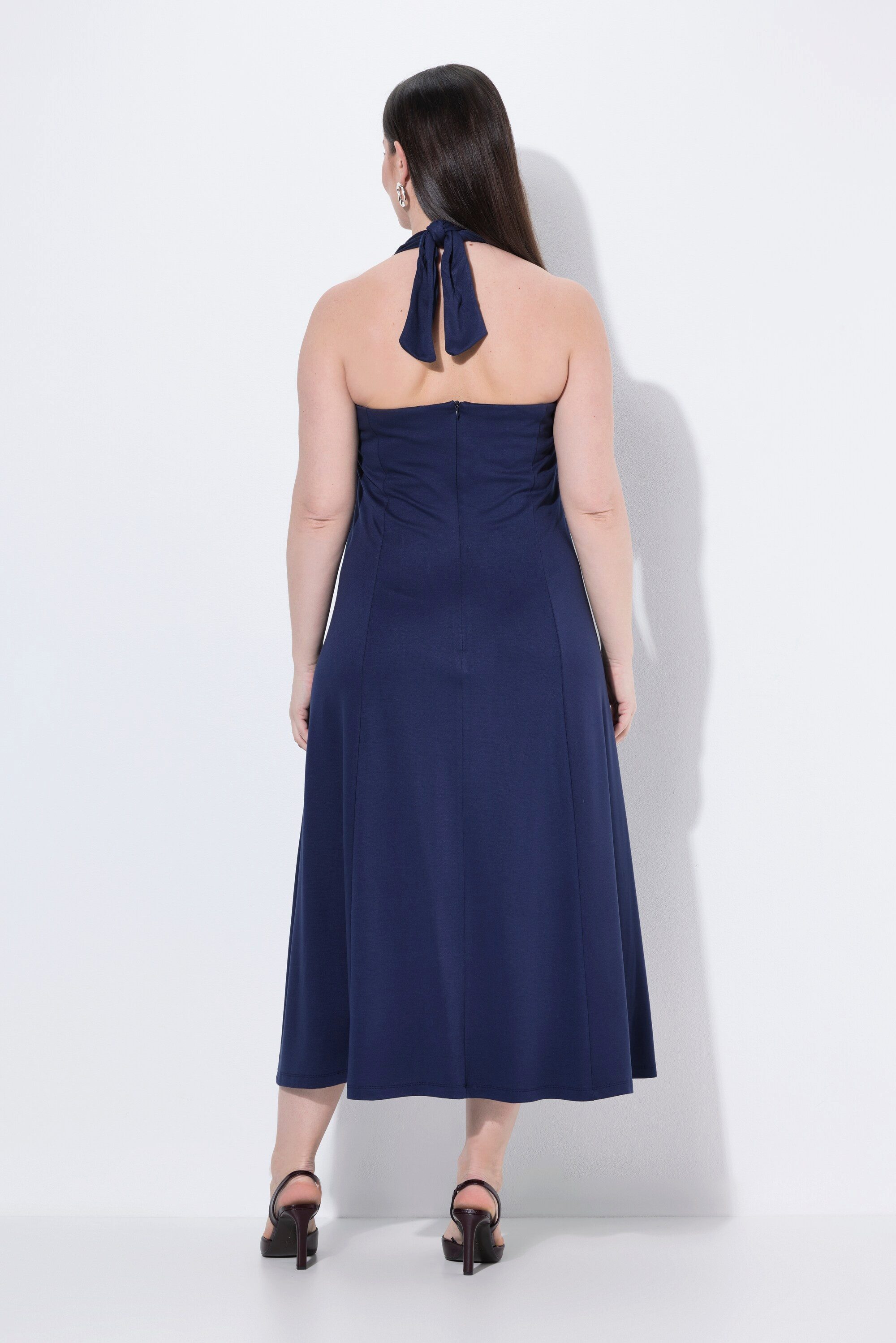 Ulla Popken Jerseykleid Punto-Kleid Neckholder Carré-Ausschnitt ärmellos