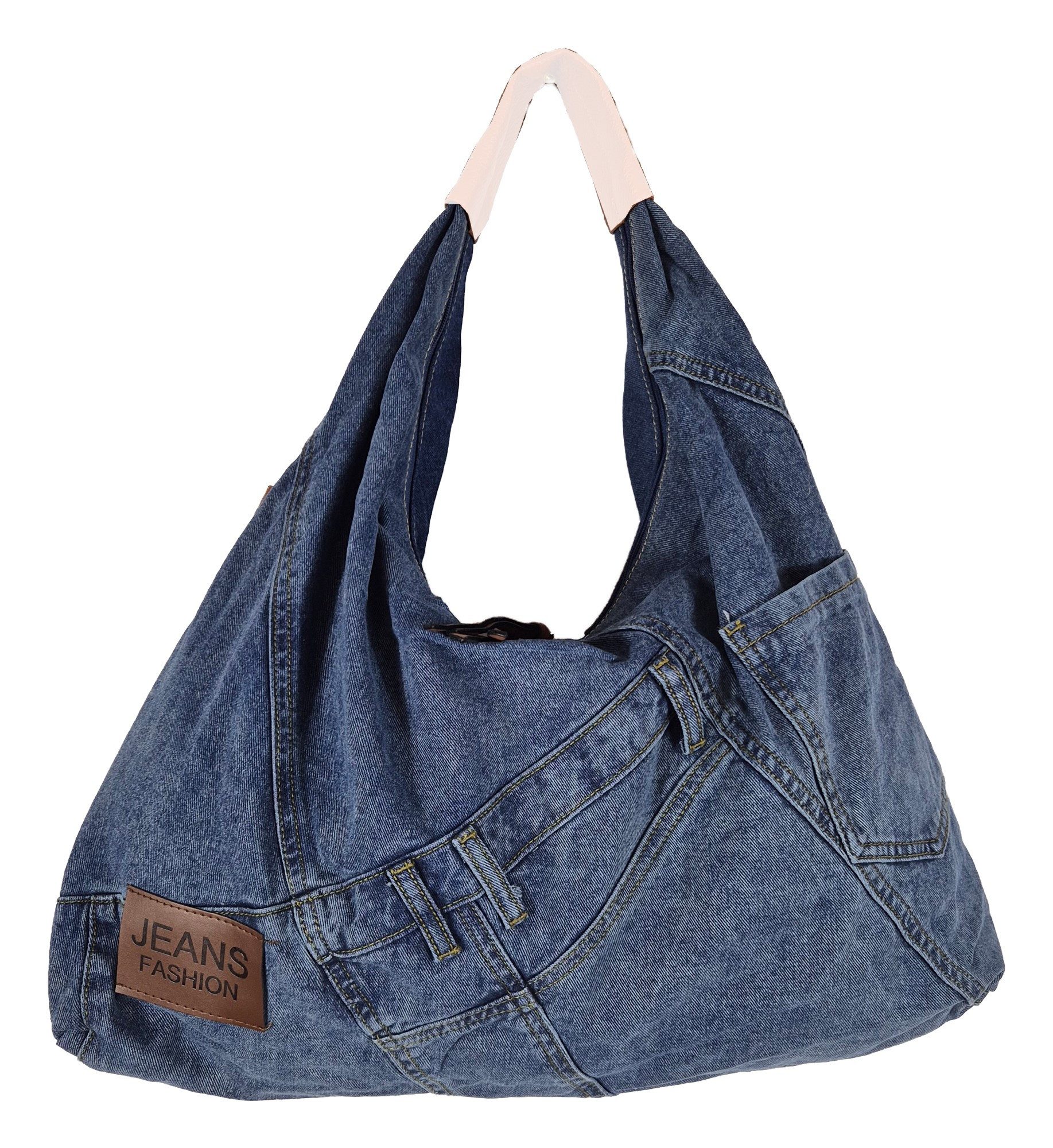 Einkaufszauber Handtasche Designer Beutel Shopper Handtasche Echte Jeans Dunkelblau, aus einer echten Jeans genäht