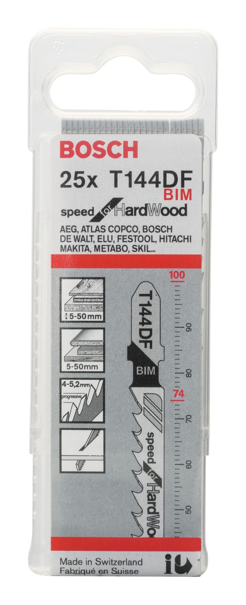 144 25er-Pack Speed BOSCH DF (25 Hard T - Stichsägeblatt for Wood Stück),