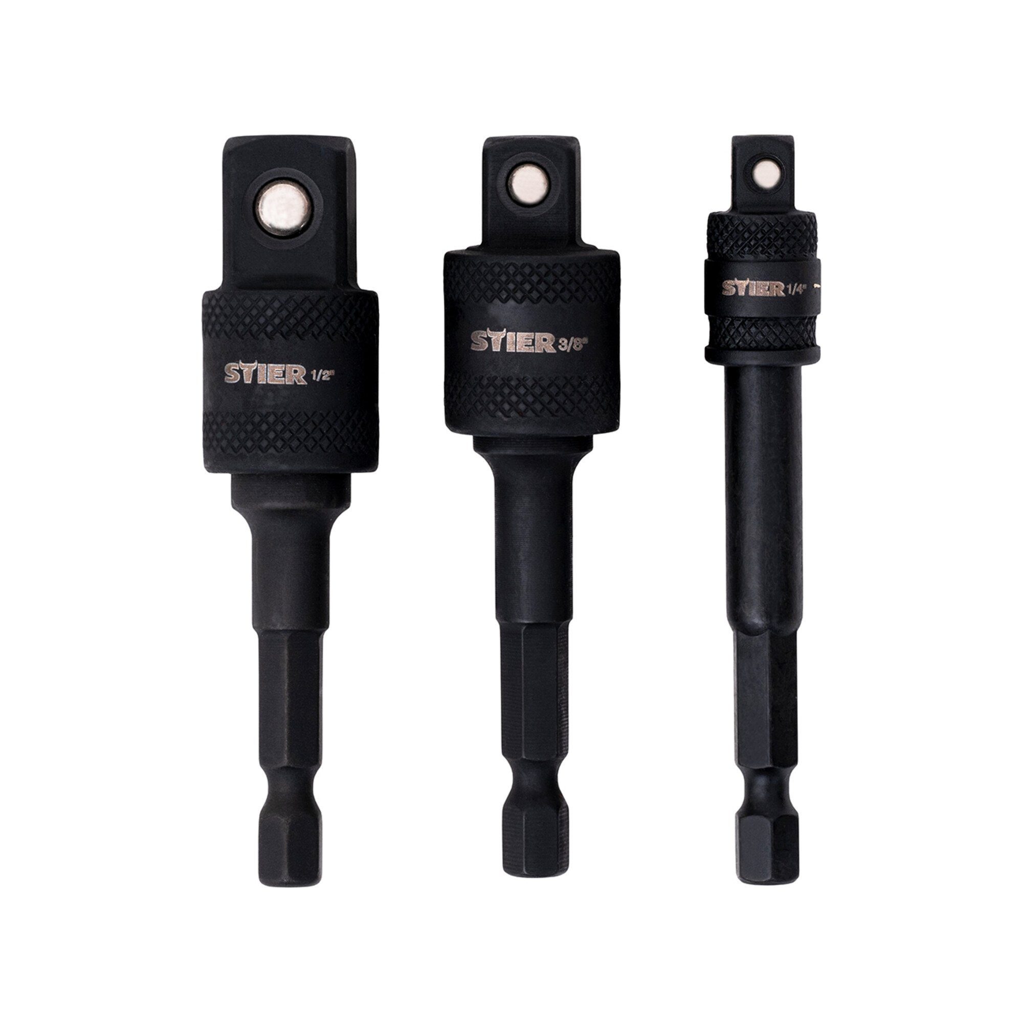 Stier Steckschlüssel STIER Bit Adapter Satz 3-teilig 1/4 Stecknüsse 3/8 und 1/2 Zoll Stecks