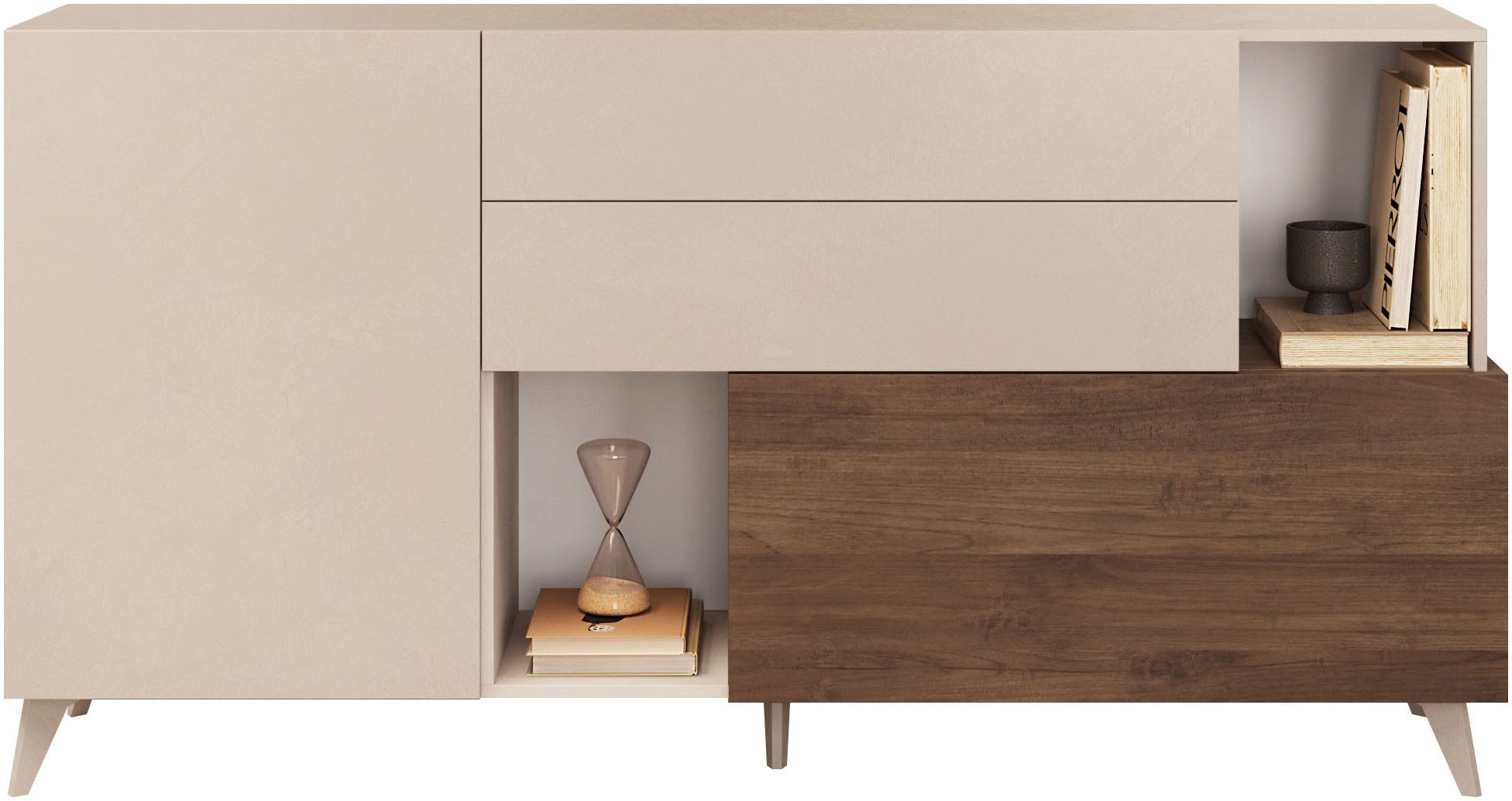 Home affaire Sideboard Monaco in Breite 181 cm, Anrichte mit Tür, Klappe und 2 Schubkästen, Stauraumschrank – sanftes Schließen, edles Design, viel Platz