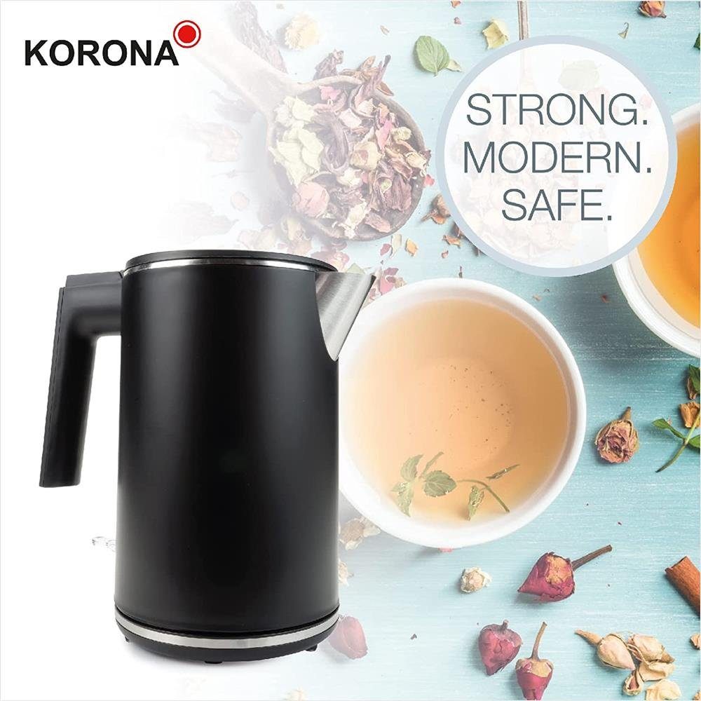 KORONA Wasserkocher 20119, Doppelwandig, 1 Liter, Wasserstandsanzeige, Cool Touch, beleuchtet