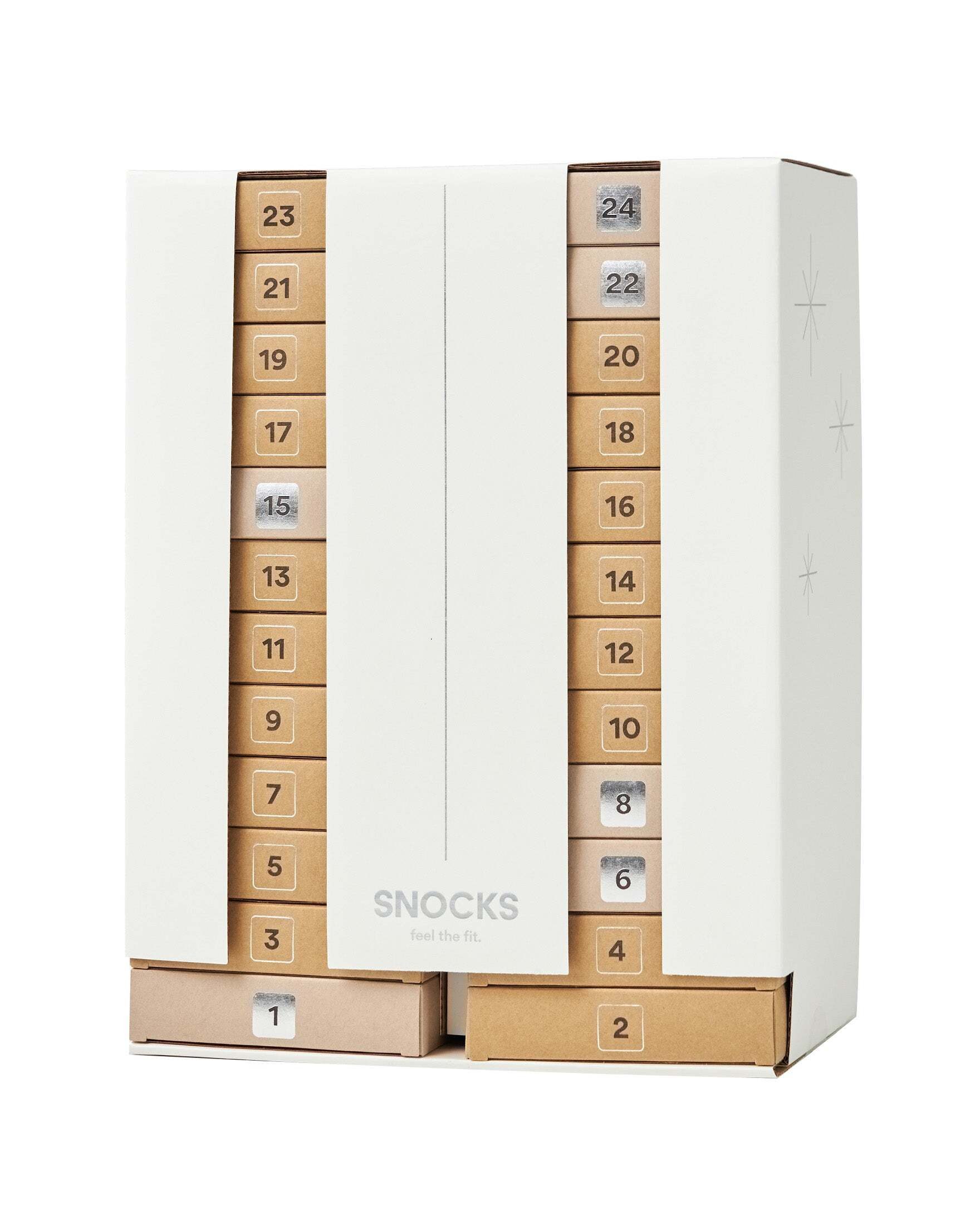 SNOCKS Adventskalender Socken Adventskalender 2024 (1-tlg), mit exklusiven Designs und weiteren Überraschungen