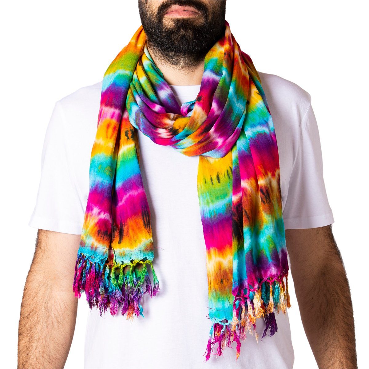 PANASIAM Sarong Pareo TieDye Design aus leichter Viskose Strandtuch Wrap, Viskose, Strandkleid Bikini Cover-up Tuch für den Strand Schultertuch Halstuch