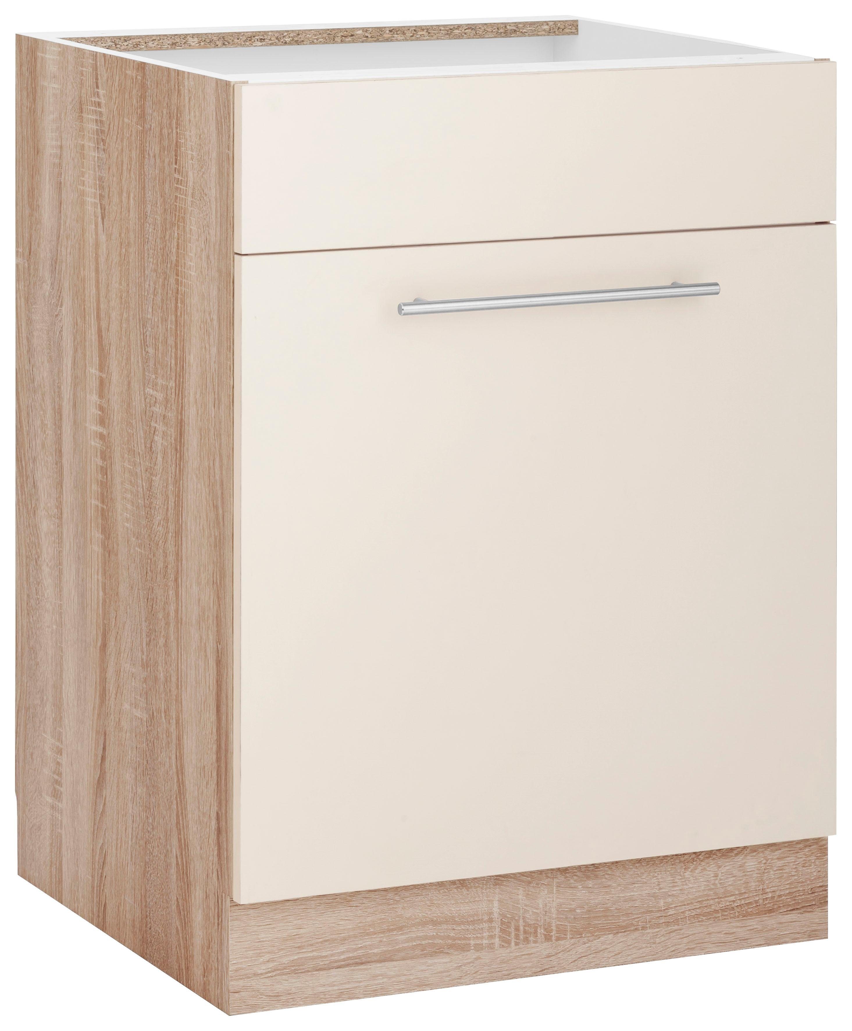 wiho Küchen Spülenschrank Flexi2 Breite 60 cm vanillefarben/eichefarben