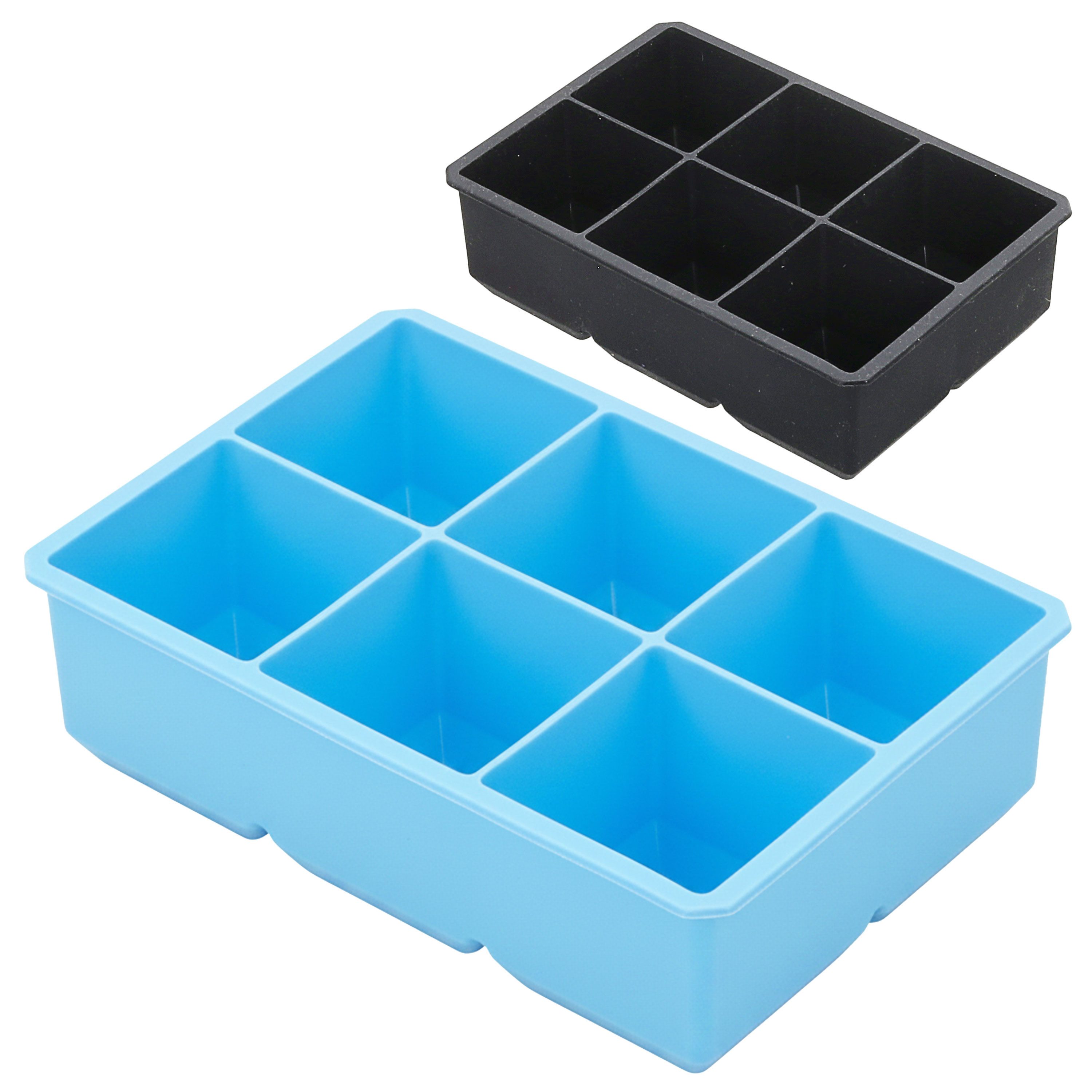CEPEWA Eiswürfel-Steine Eiswürfelform 2er Set 17x5x12cm Silikon schwarz blau 6 XL Würfel