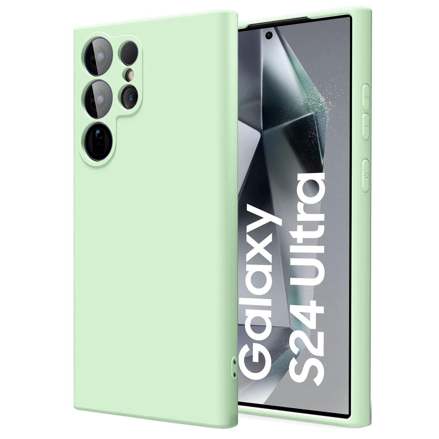 CoolGadget Handyhülle Silikon Case für das Samsung Galaxy S24 Ultra Slim TPU Cover 6,8 Zoll, Weiche Schutz Hülle mit Innen Fleece aus Stoff Handy Tasche