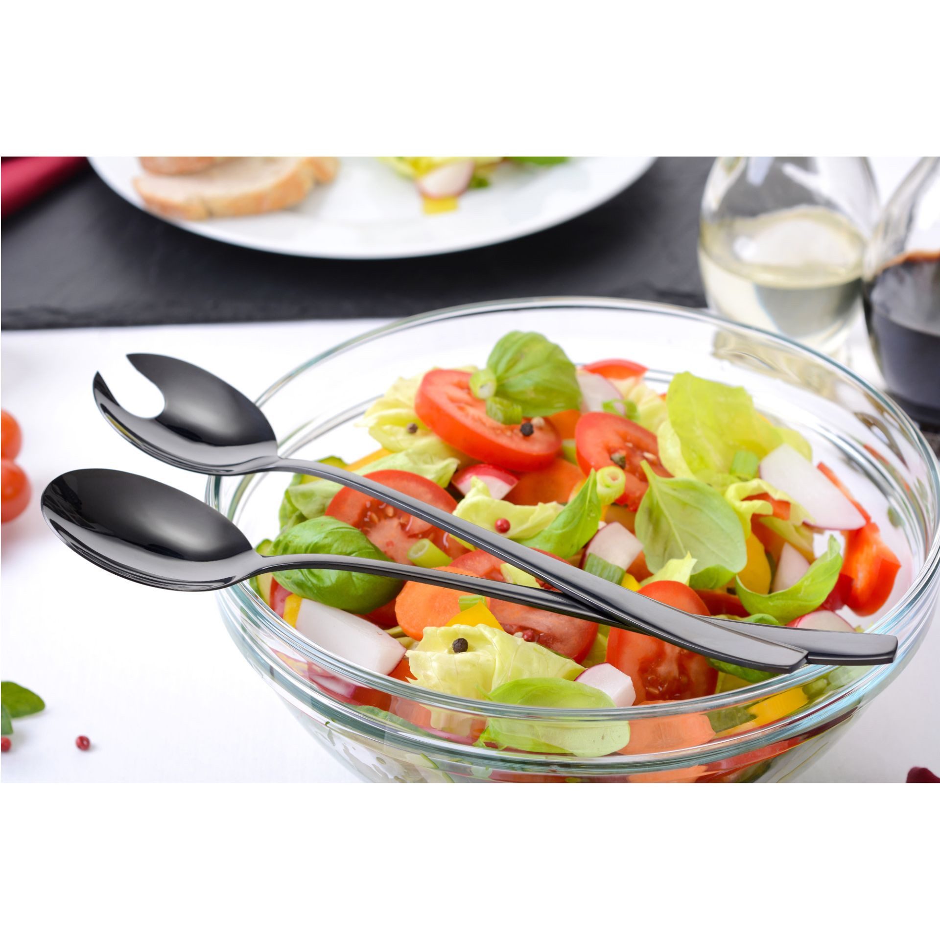 GRÄWE Salatbesteck, Salatbesteck 2-tlg, Edelstahl, schwarz