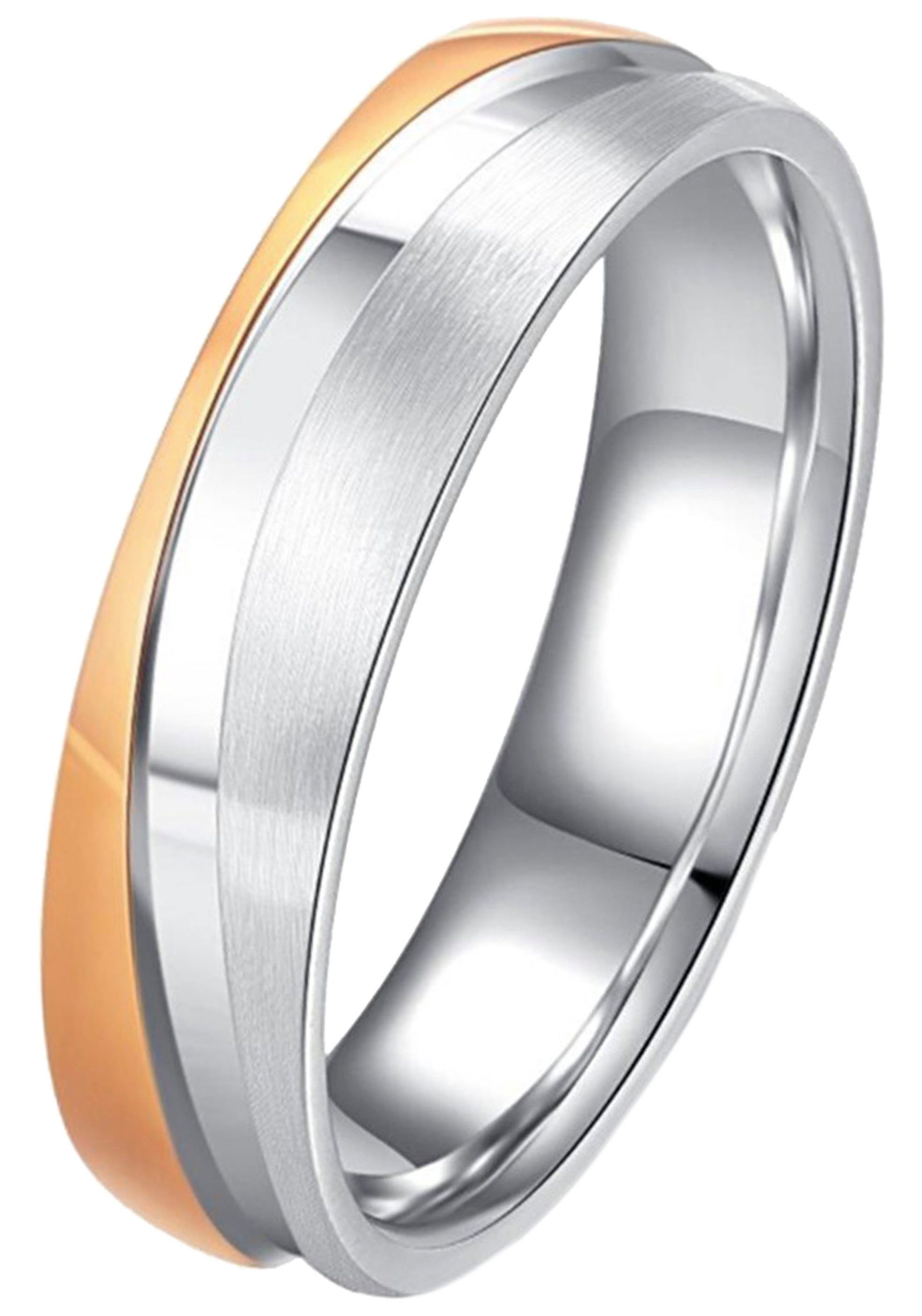 Partnerring o. Edelstahl Trauring Schmuck edelstahlfarben-roségoldfarben ohne LIEBE, DOOSTI mit Zirkonia Ehering Geschenk Trauring