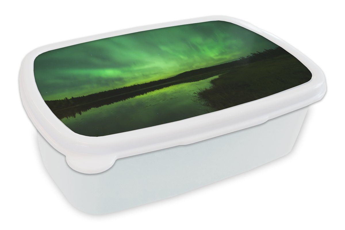 (2-tlg), Lunchbox für Jungs für Kinder Brotdose, Nordlichter Mädchen Baum weiß und Erwachsene, Brotbox MuchoWow - Alaska, und Kunststoff, -