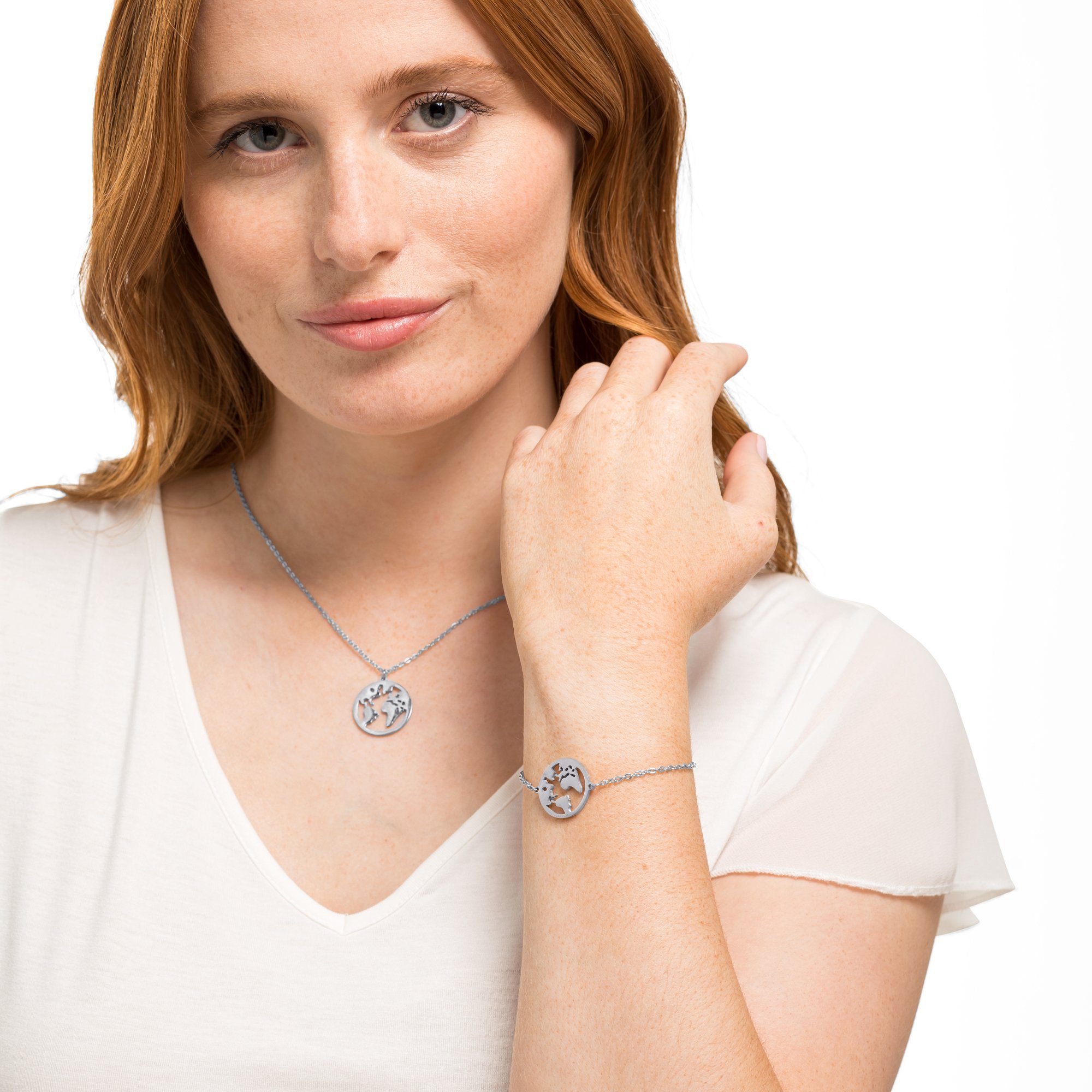 Heideman Collier Set Weltkarte silberfarben (keine günstig online kaufen