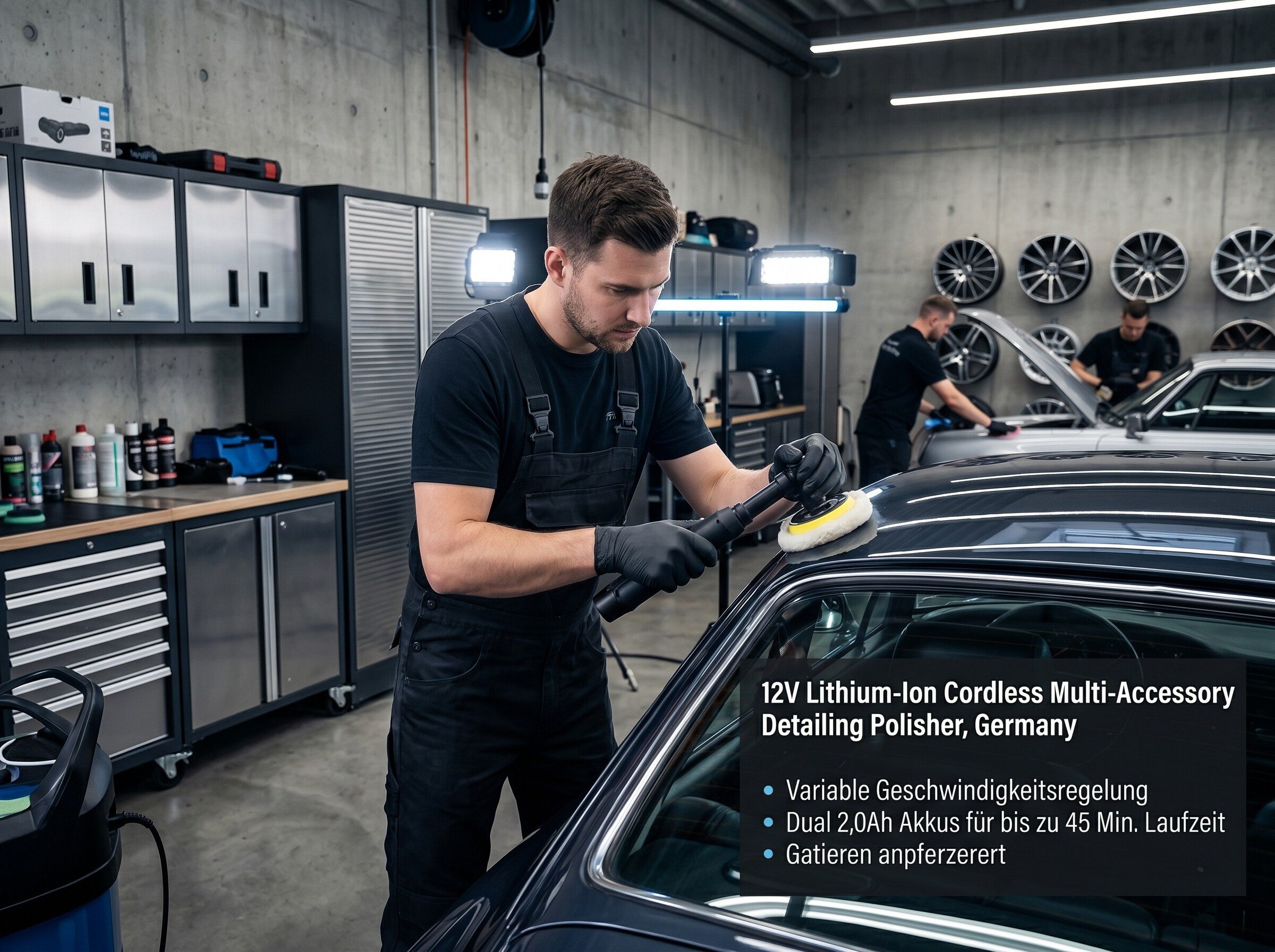 GARRYFIZH Akku-Poliermaschine Poliermaschine Auto Akku Kleine Akku Poliermaschine für Auto, 12-V-Lithiumbatterie, fein poliert