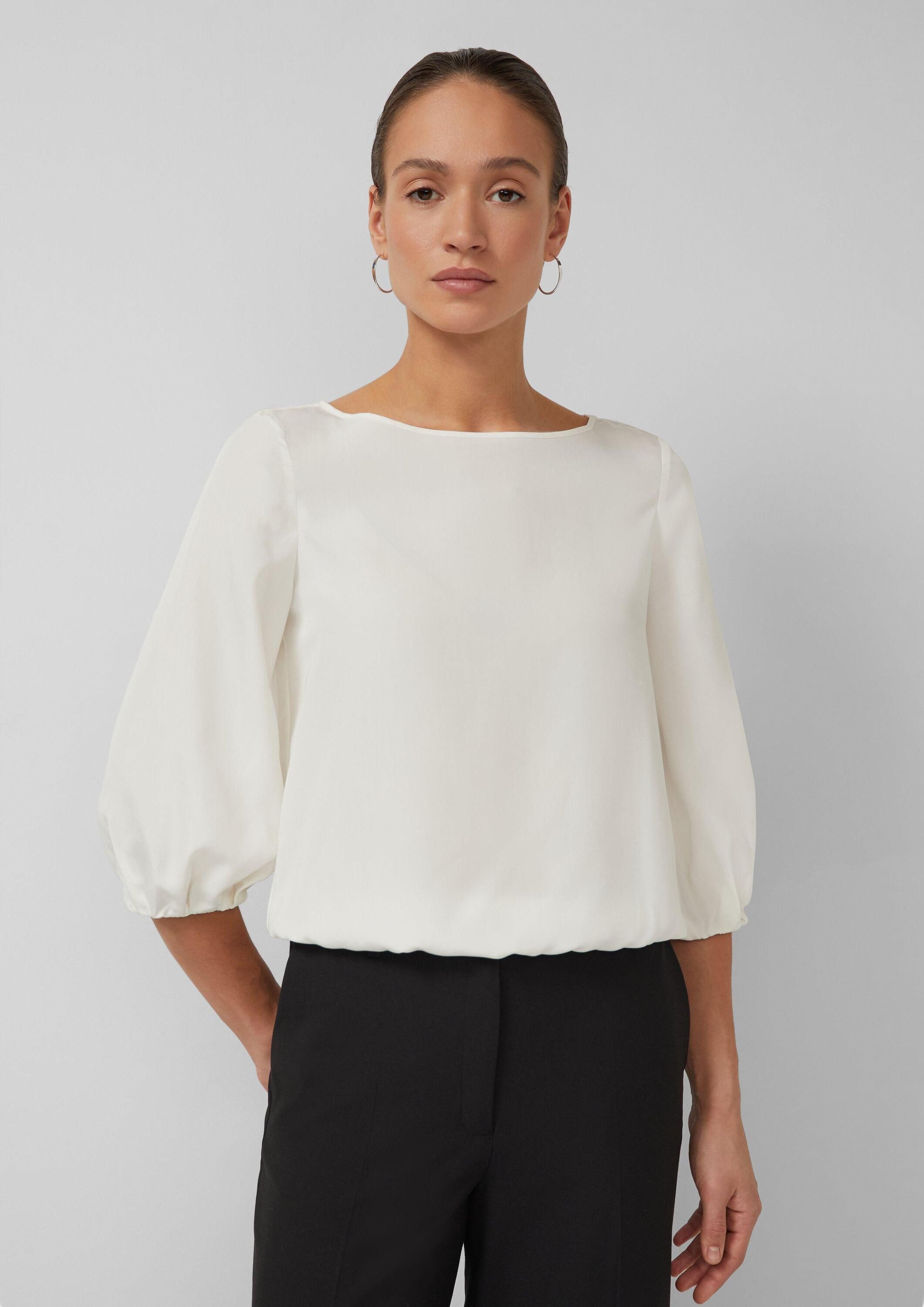 s.Oliver Kurzarmbluse Bluse Modalmix-Bluse mit U-Boot-Ausschnitt und Gummibündchen