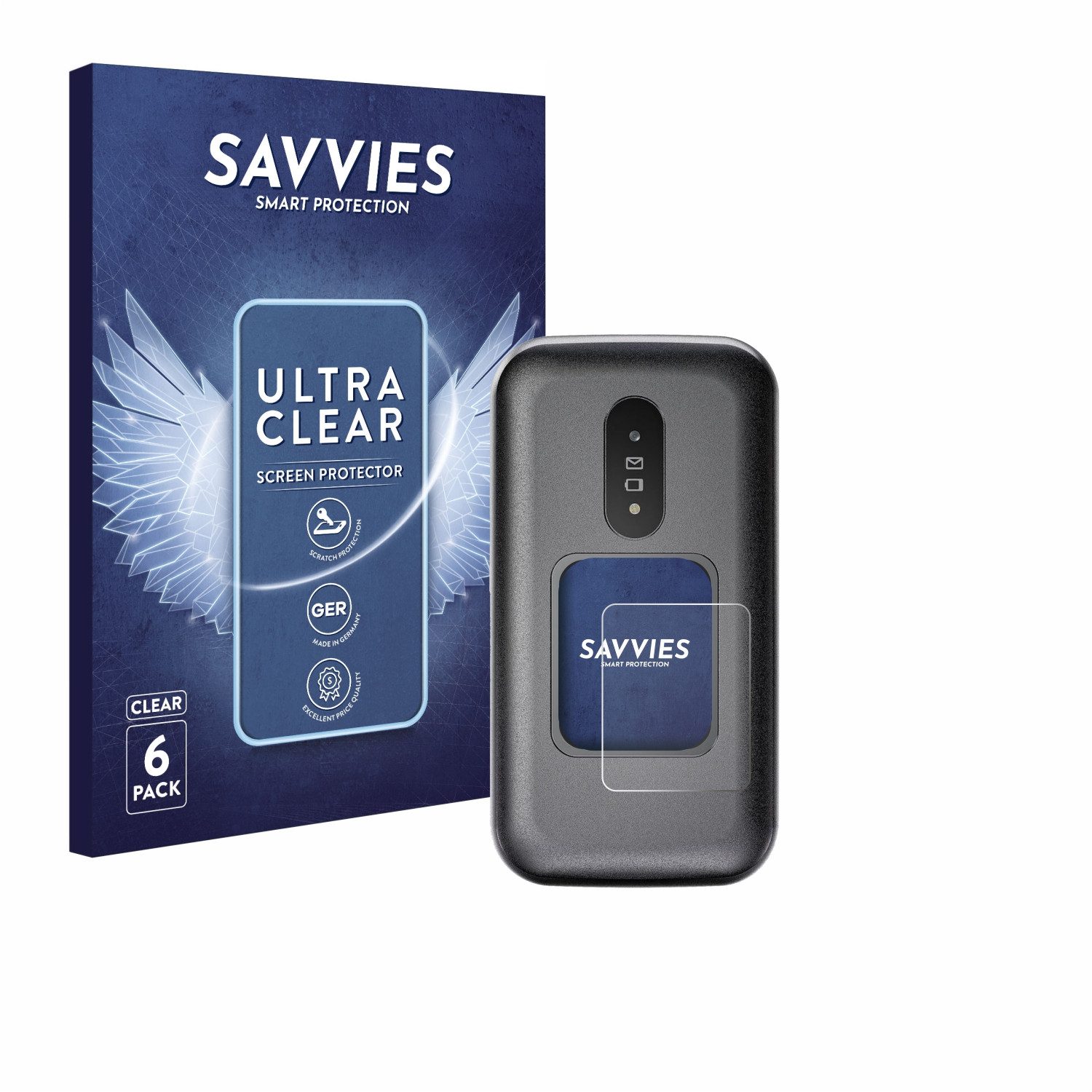Savvies Displayschutzfolie Schutzfolie für Doro 2880 (Äußeres Display), 6 Stück, Displayschutz Schutz Folie Klar Transparent
