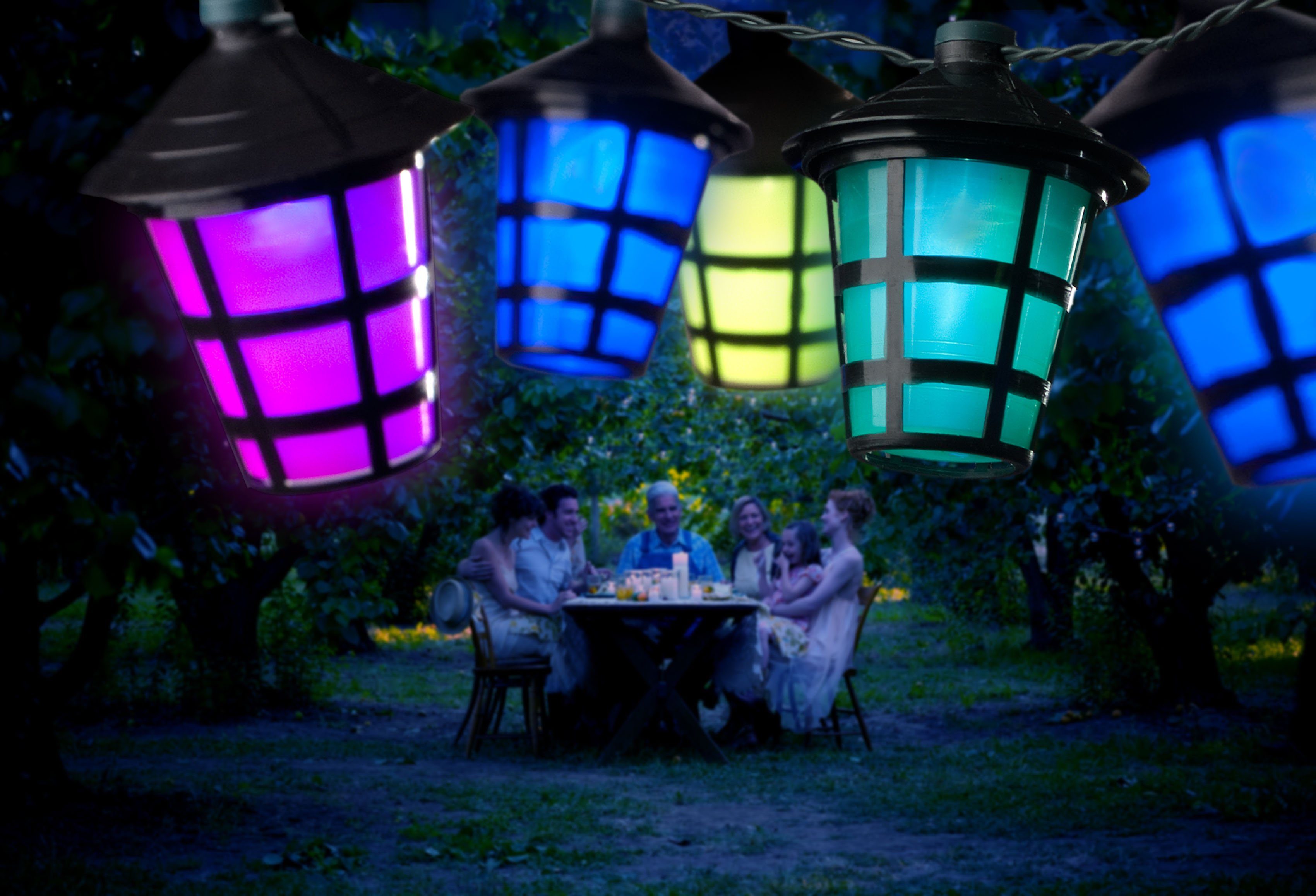 KONSTSMIDE Lichterschlauch Laternen-Lichterkette mit 40 Lampen Mehrfarbig