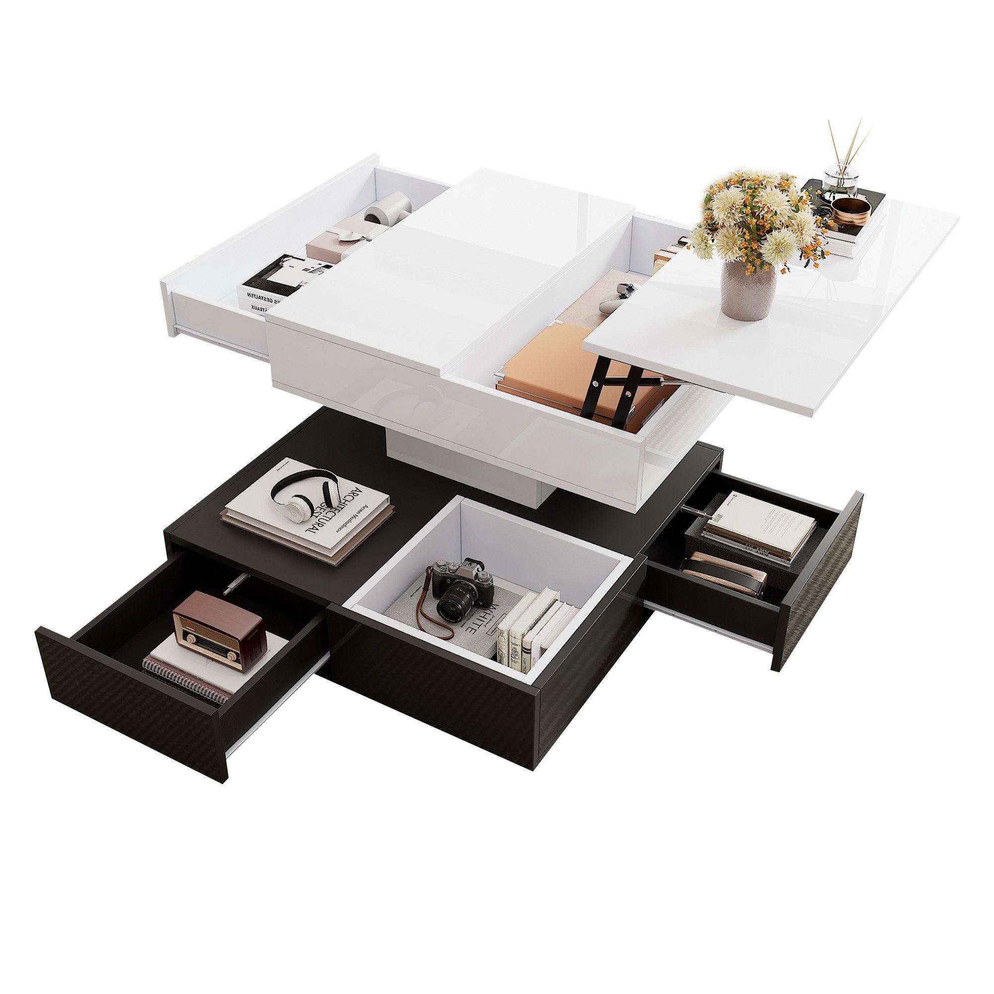 KLAM HOME Couchtisch Couchtisch 360° drehbar und höhenverstellbar (70*70*40 günstig online kaufen