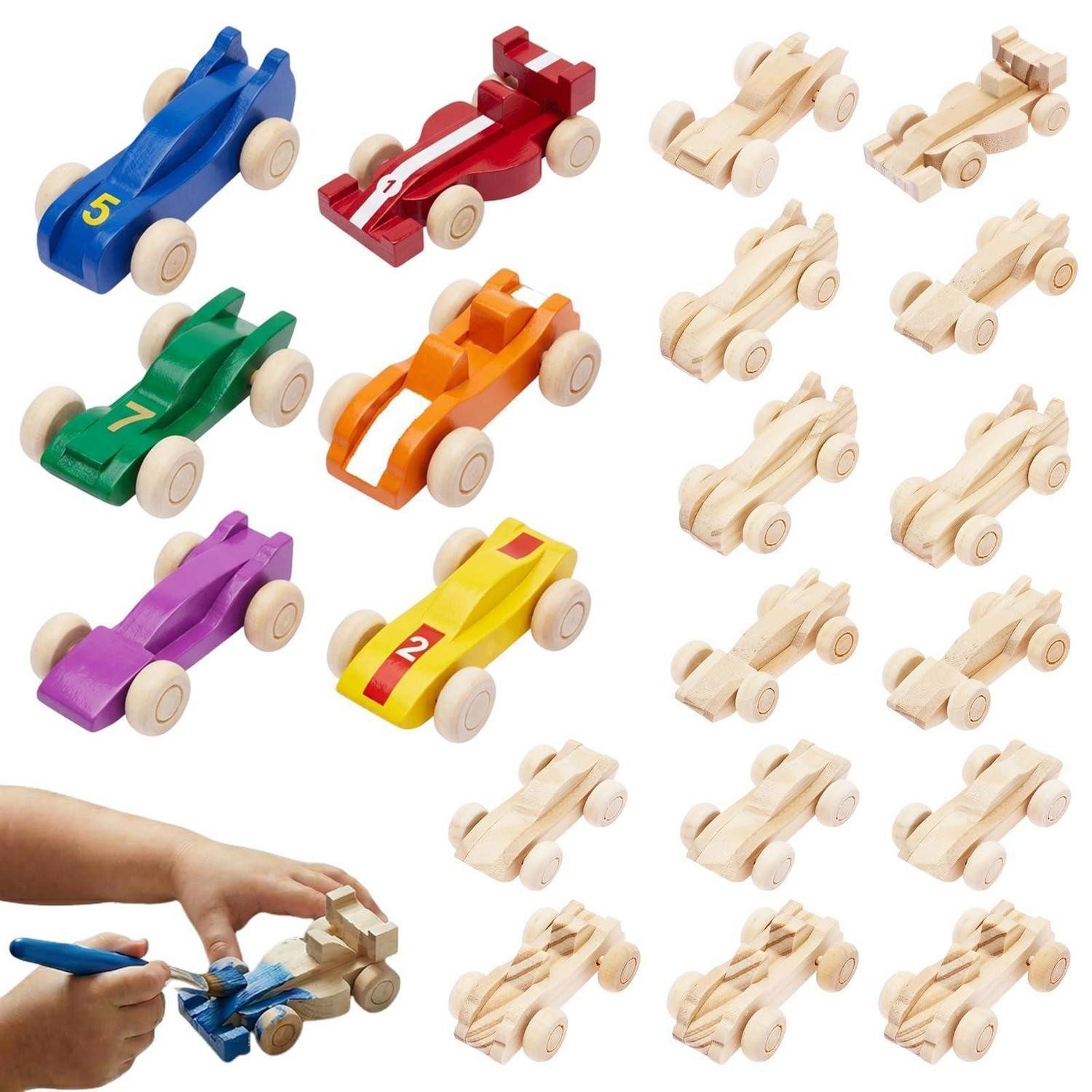 LuxusKollektion Kreativset Holzautos zum Bemalen 20 Stk. Bastelset Kinder