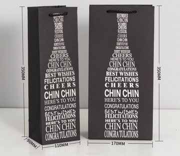 BAYLI Geschenkbox 4er Set Geschenktasche aus Papier, 2 x Weintasche für Einzelflasche