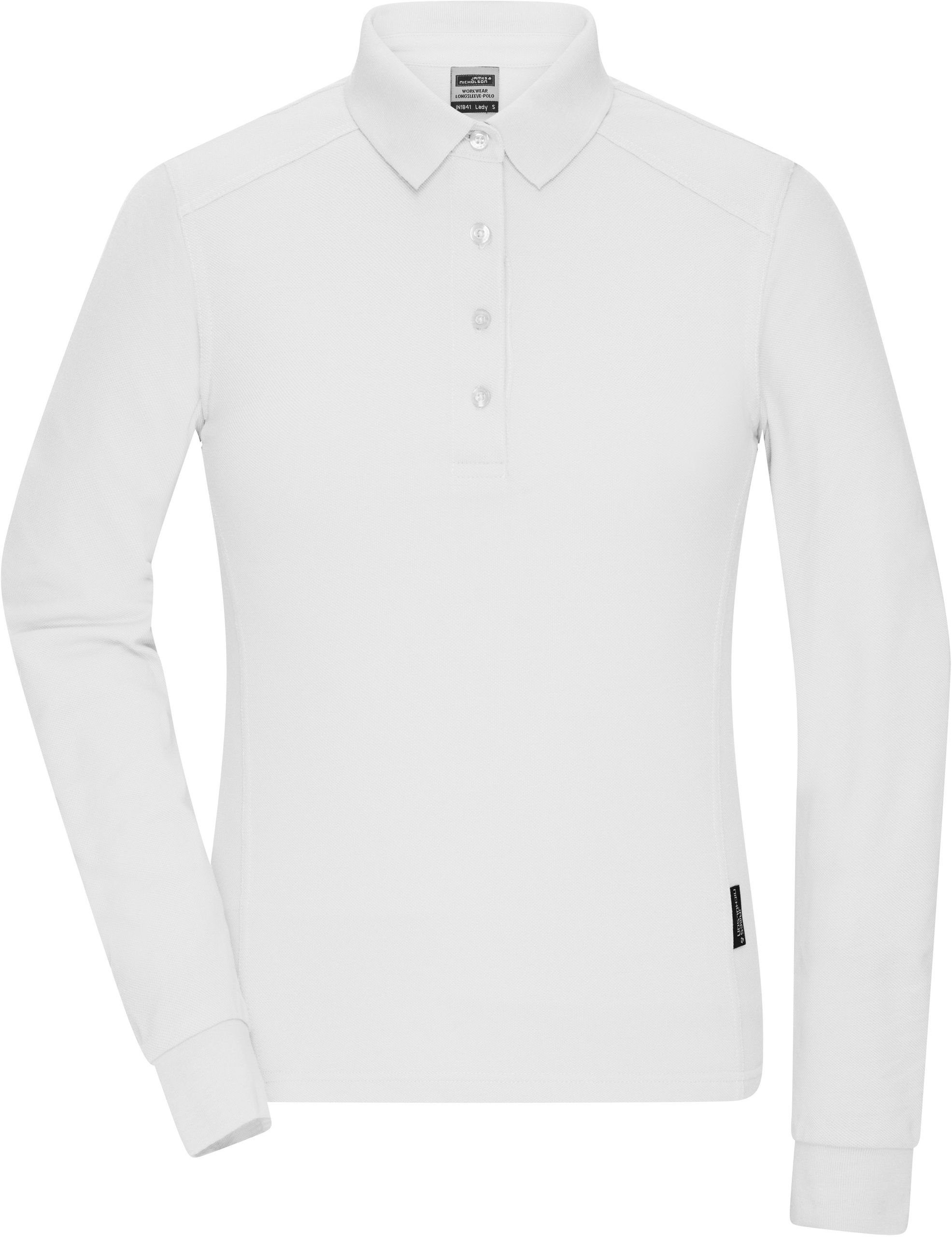 James & Nicholson Poloshirt Damen Workwear Polo langarm White