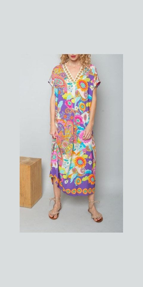 Emily Van Den Bergh Blusenkleid Kleid EMILY VAN DEN BERGH Paisley Blumen multi