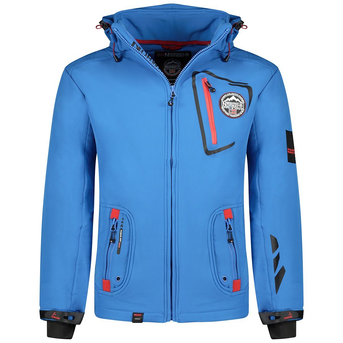 - mit Geographical Blau Softshelljacke TACEBOOK hochschließender Kapuze Norway Herren abnehmbarer Kragen, Softshell