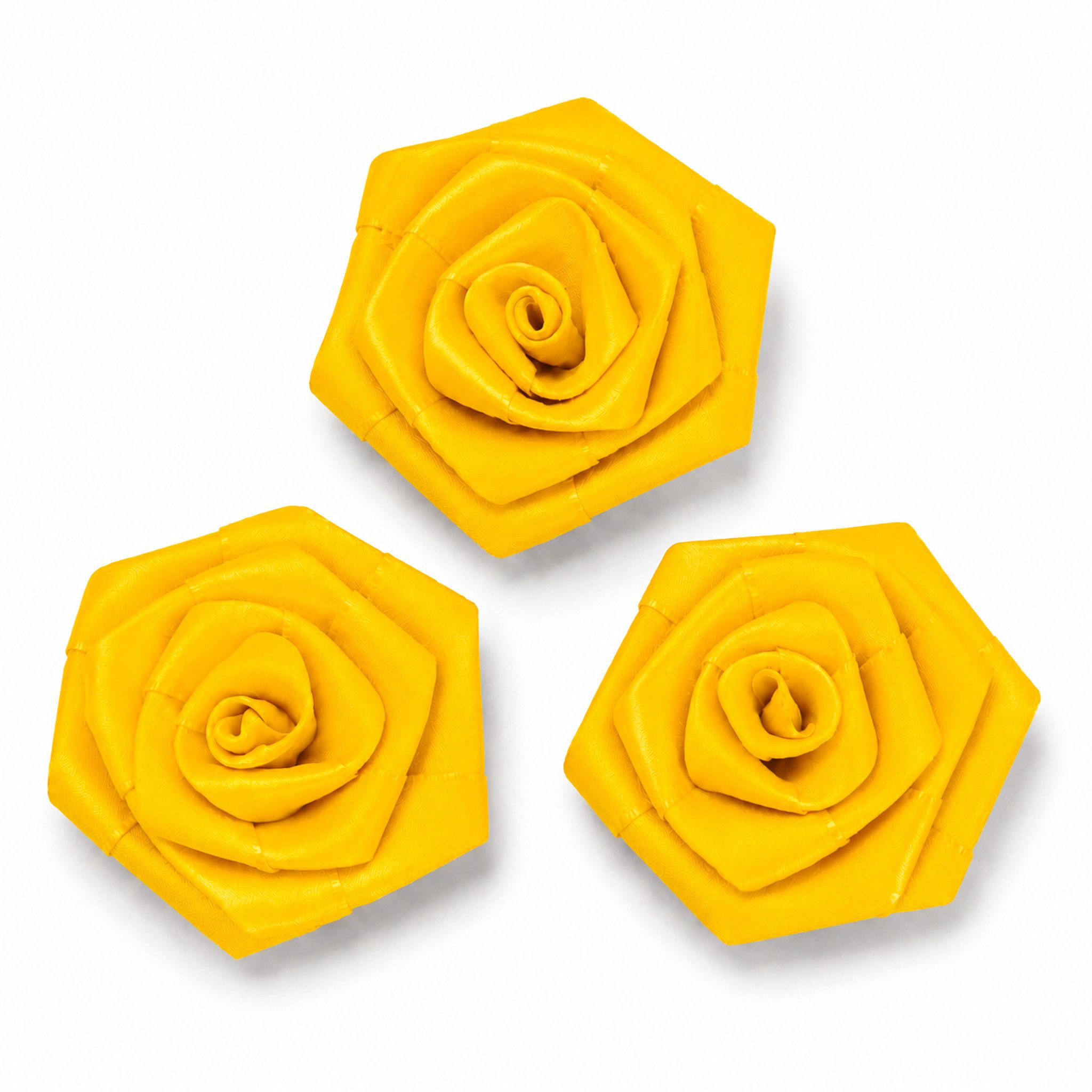 Creativery Streudeko, Satinrosen 6cm zum Basteln & Aufnähen 3 Stück Gelb
