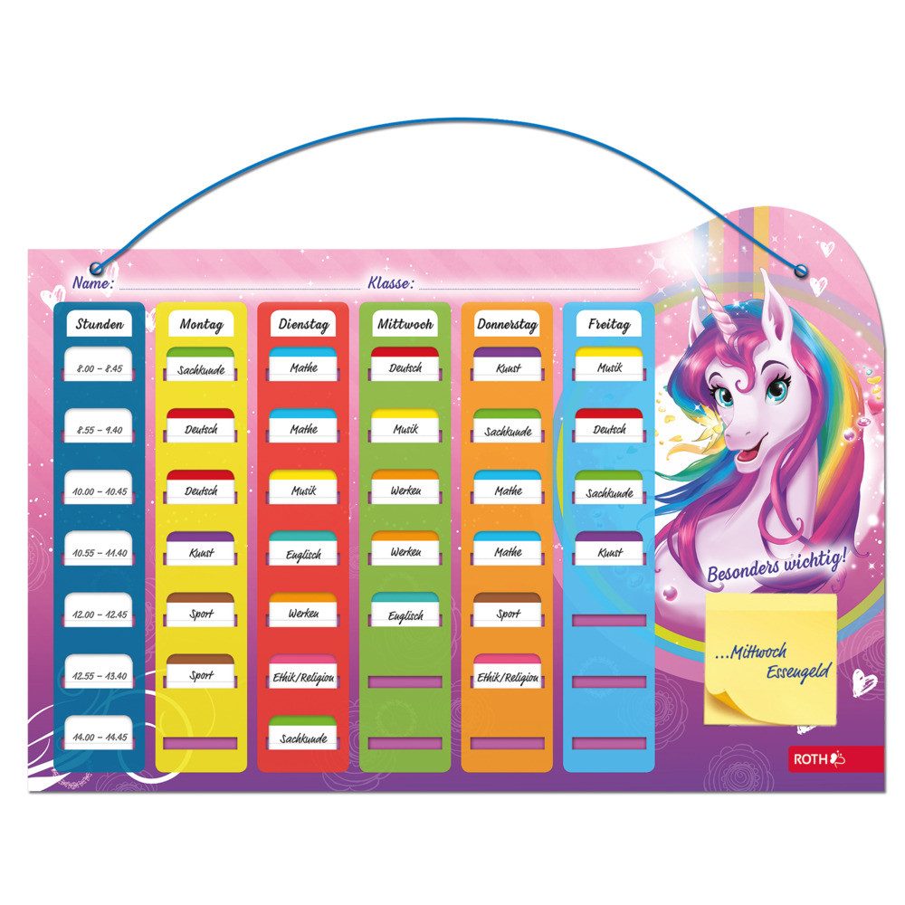 Roth Schülerkalender Roth Stundenplan Einhorn SteckFix DIN A3