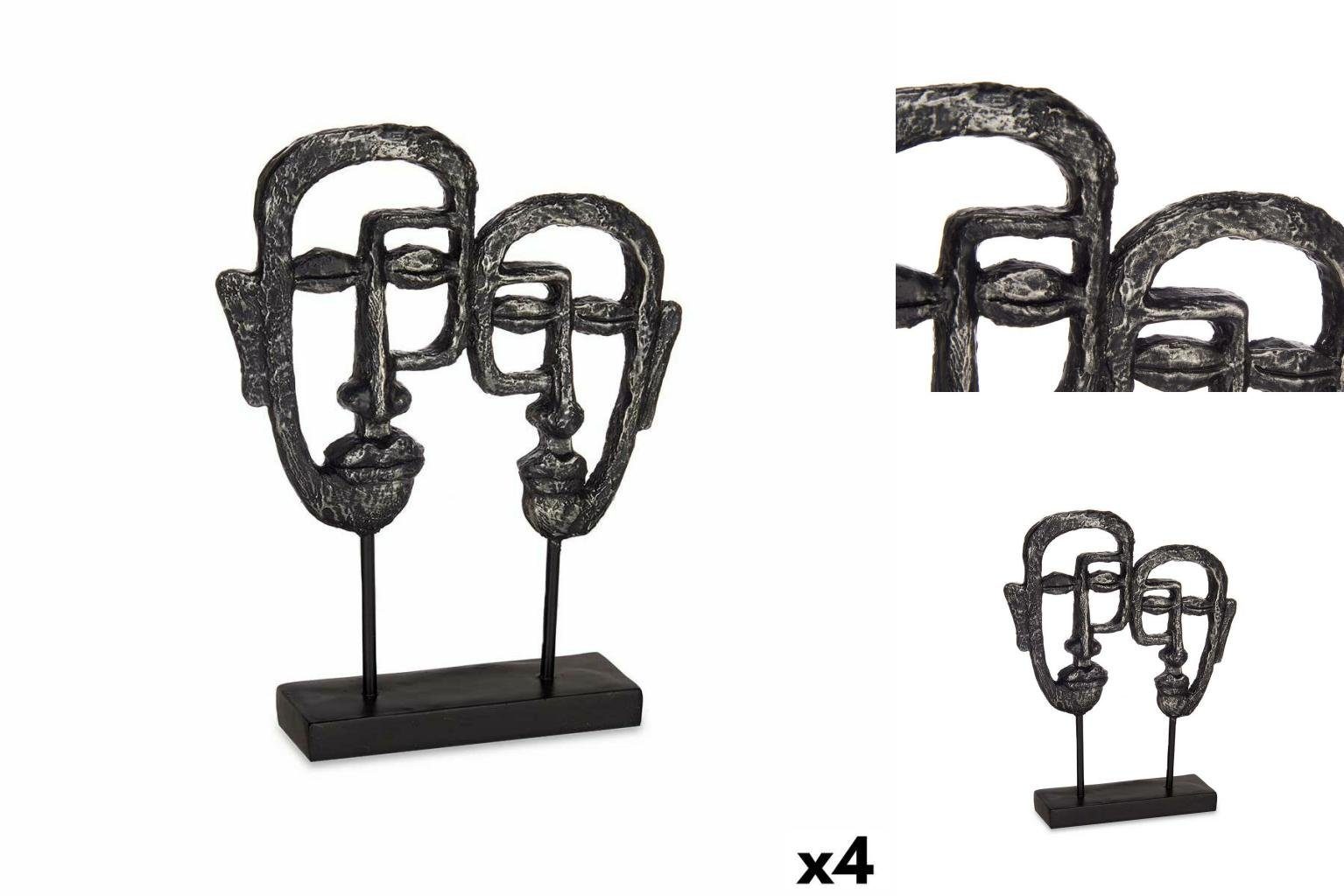 Gift Decor Dekoobjekt Deko-Figur Gesicht Schwarz 27 x 32,5 x 10,5 cm 4 Stück