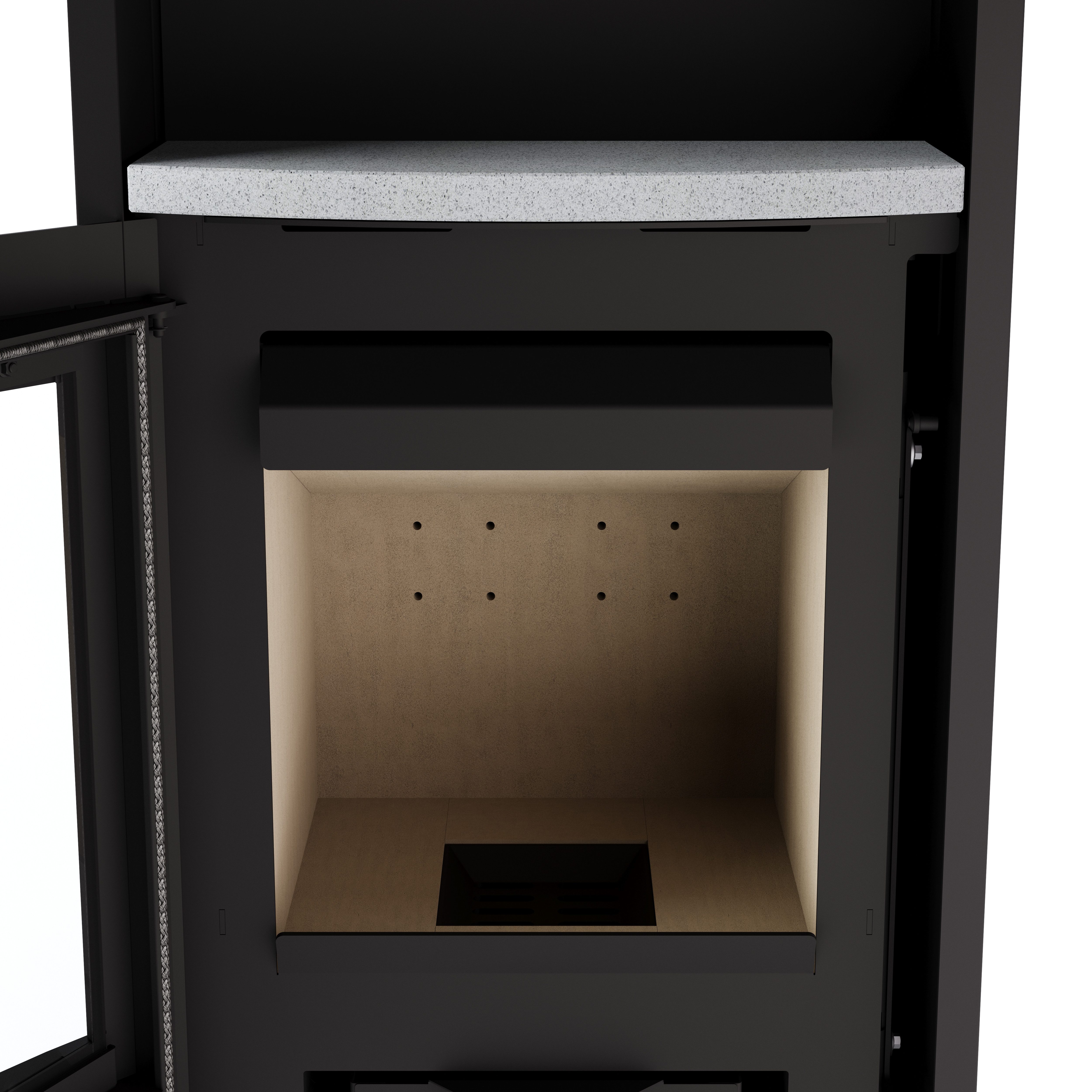 JUSTUS Kaminofen Lara Speckstein, 6,5 kW, Zeitbrand, Aufstellort in deinem Zuhause, externe Verbrennungsluft