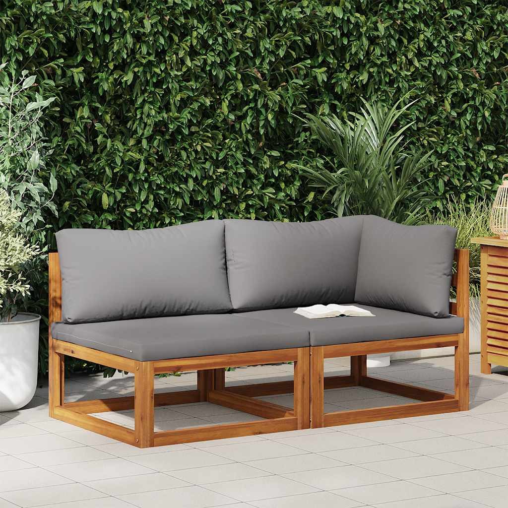 vidaXL Sofaelement 2-tlg. Sofa-Set mit dunkelgrauen Kissen Massivholz (1 St)