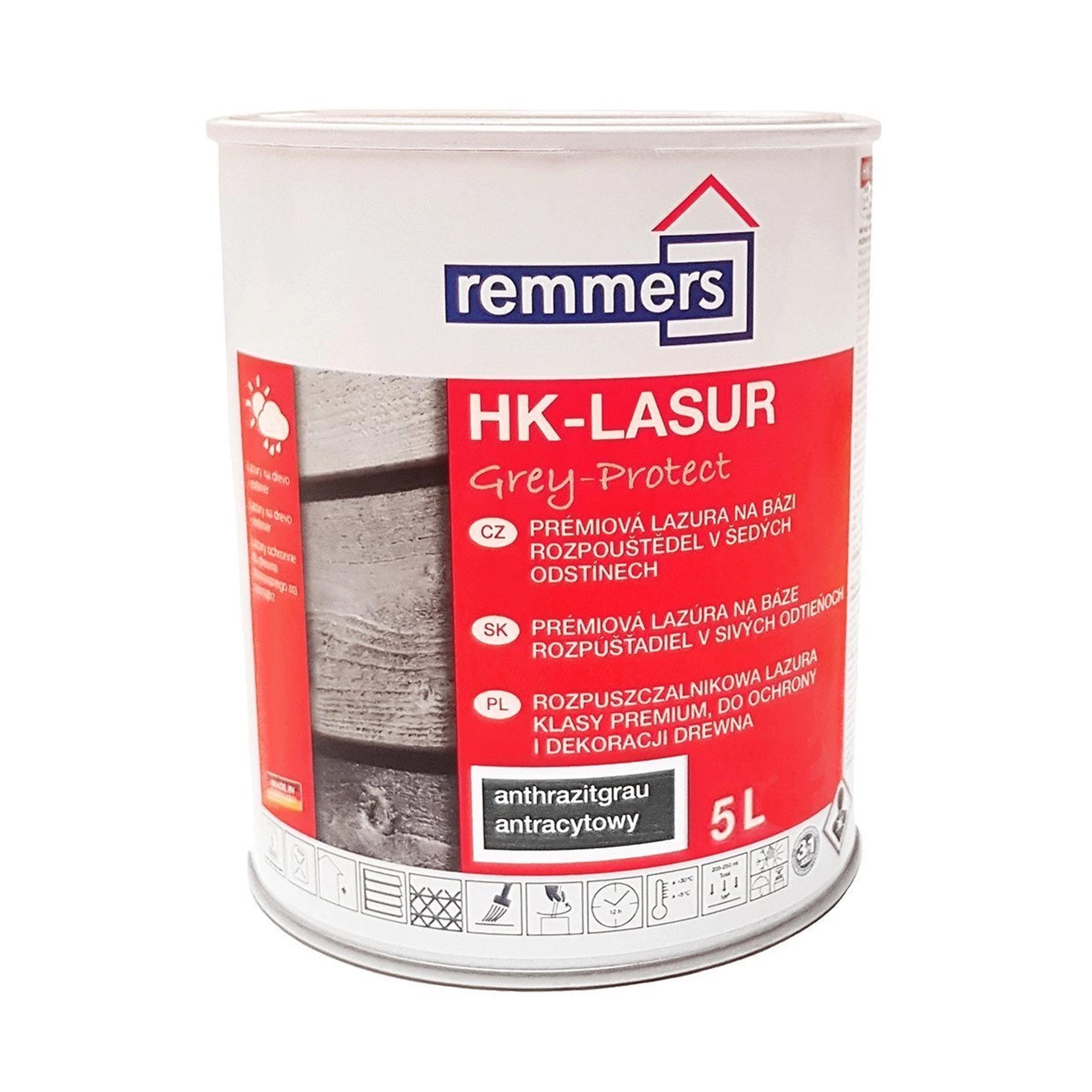 Remmers Holzschutzlasur Remmers HK-Lasur Grey-Protect 5L Anthrazit 3in1 Holzschutzlasur