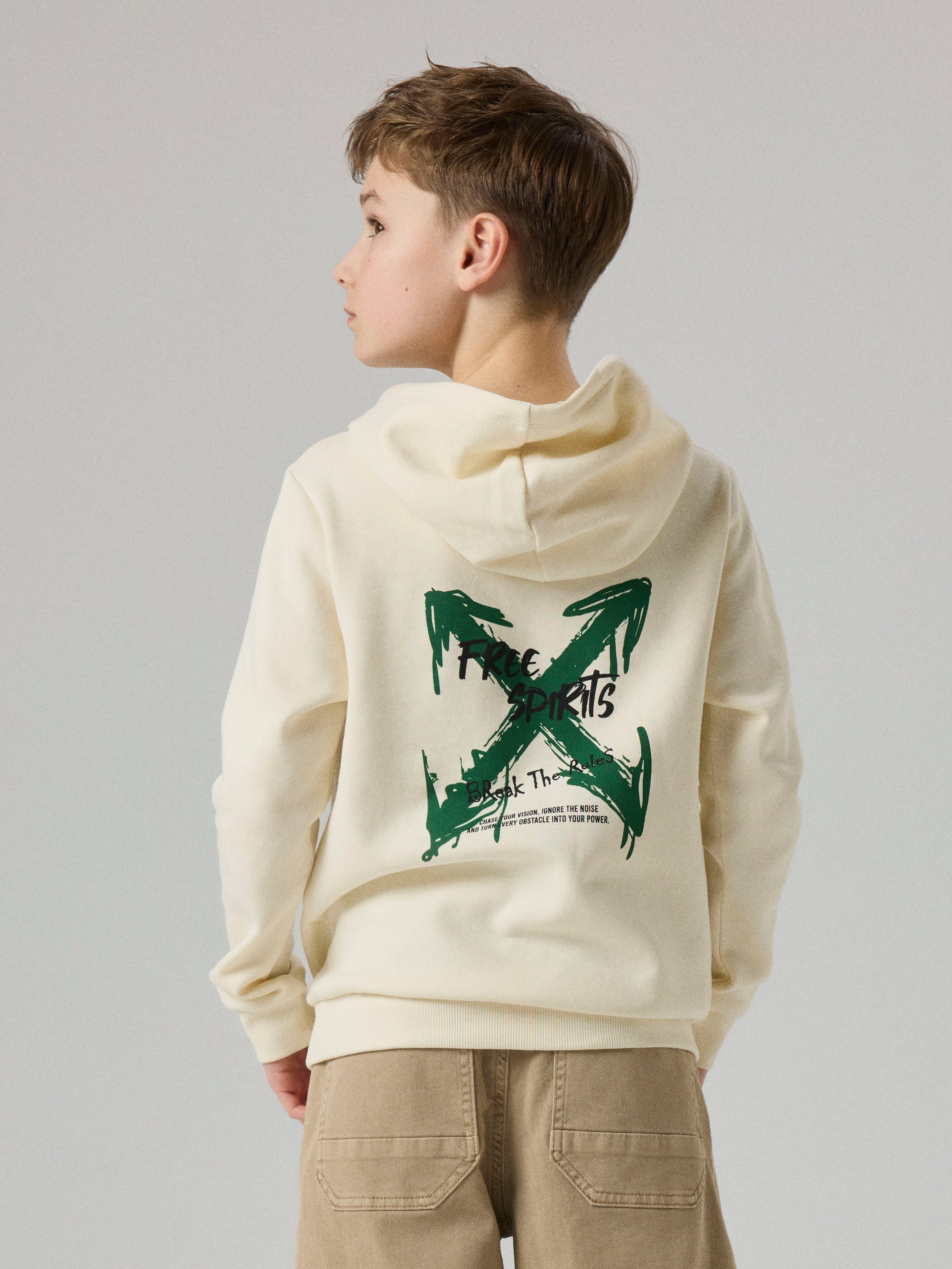 Name It Kapuzensweatshirt NKMKEMUEL LS SWE WH BRU BOX PS NOOS Baumwollmischung, regular fit – Bild 3 von 5
