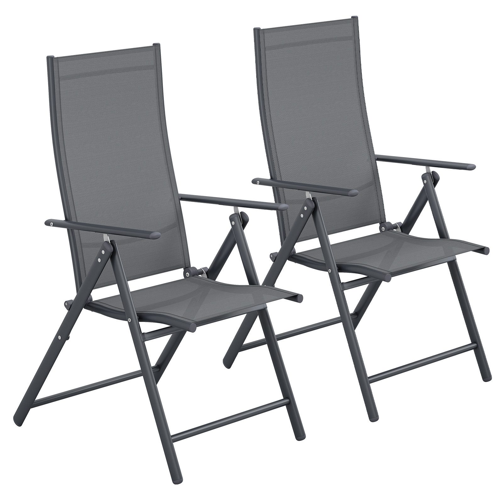 TLGREEN Klappstuhl 2-er Set Gartenstuhl,Klappbarer aus Texteline-Gewebe, (7-Fach Verstellbare Rückenlehne,Bis 120kg Belastbar, 2 St), für Garten, Terrasse, Balkon und Camping