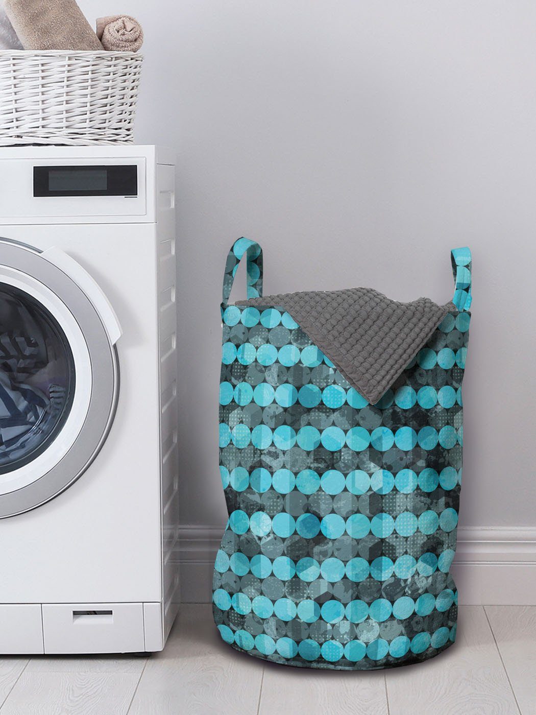 Waschsalons, mit Griffen Grunge Kordelzugverschluss Zeitgenössische Wäschesäckchen Wäschekorb Dots Kunst Abakuhaus für