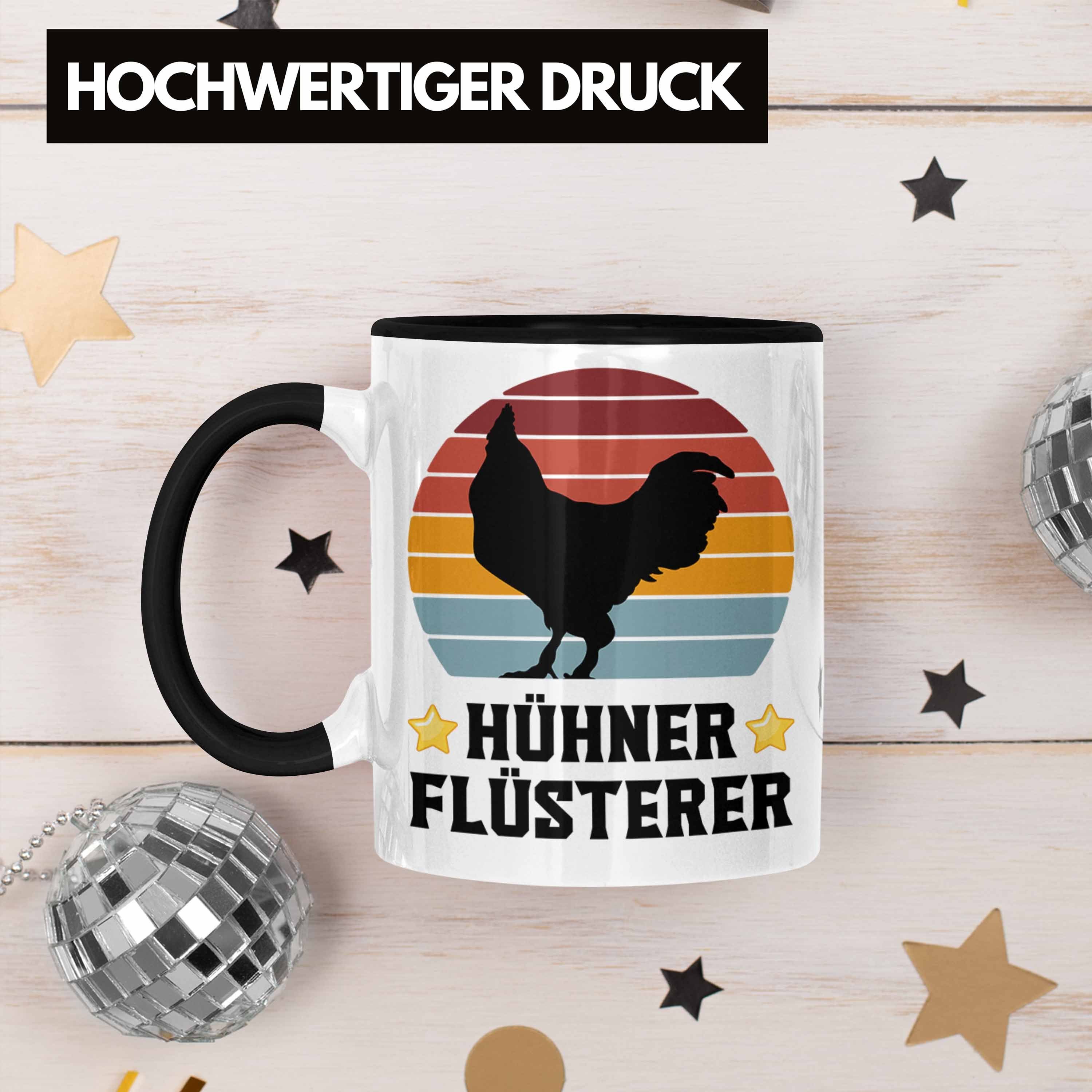 Spruch Männer Tasse Trendation Landwirt Tasse Landwirtschaft Kaffeetasse - Flüsterer Hühner Schwarz für Bauer Spruch Traktor Geschenke Geschenk Trendation