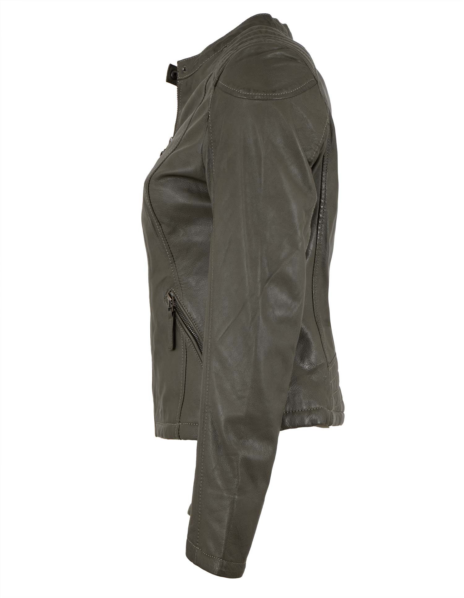 Jilani Lederjacke Laura-1 Jilani - Damen Lederjacke Lammnappa dark grey – Bild 2 von 5