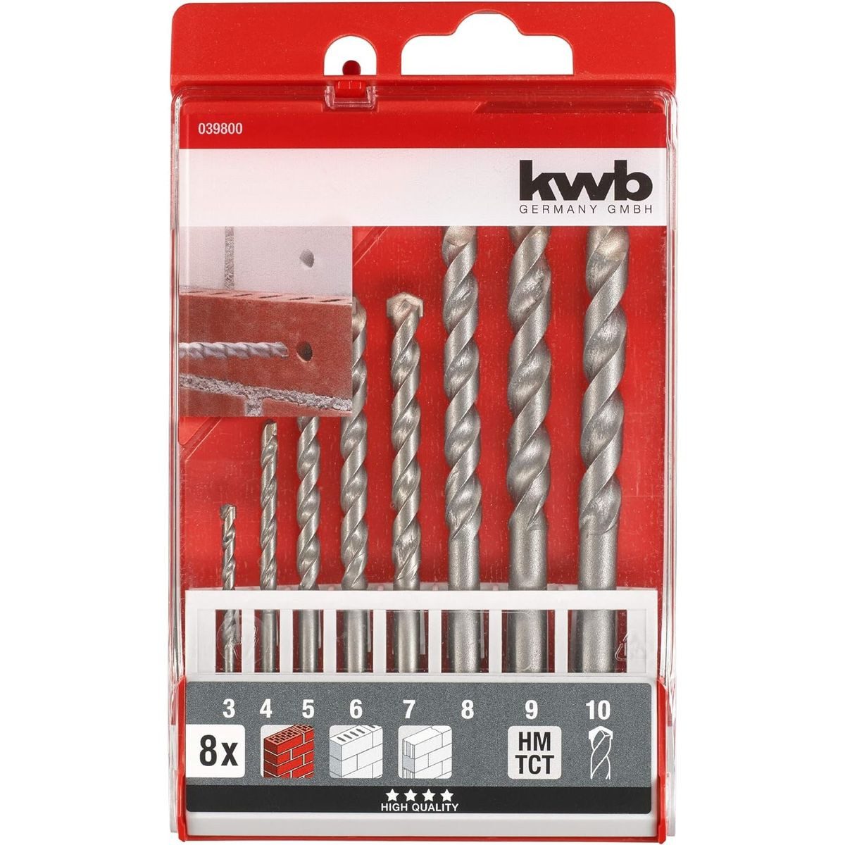 kwb Bohrer- und Bit-Set HM-Betonbohr. Kass.3-10, 8-tlg, HM-Betonbohr. Kass.3-10, 8-tlg – Bild 3 von 4