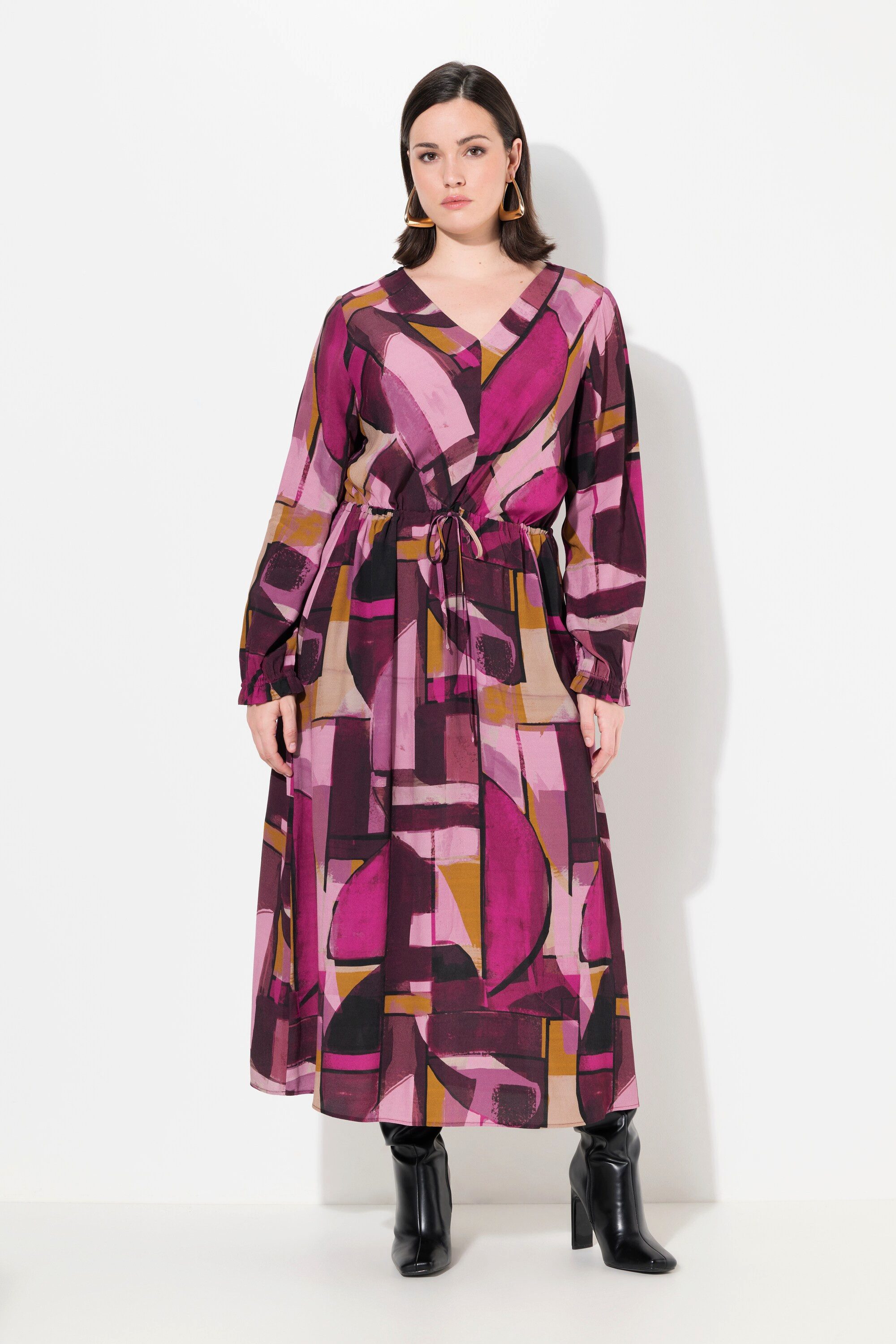 Ulla Popken Maxikleid Maxikleid A-Linie V-Ausschnitt günstig online kaufen