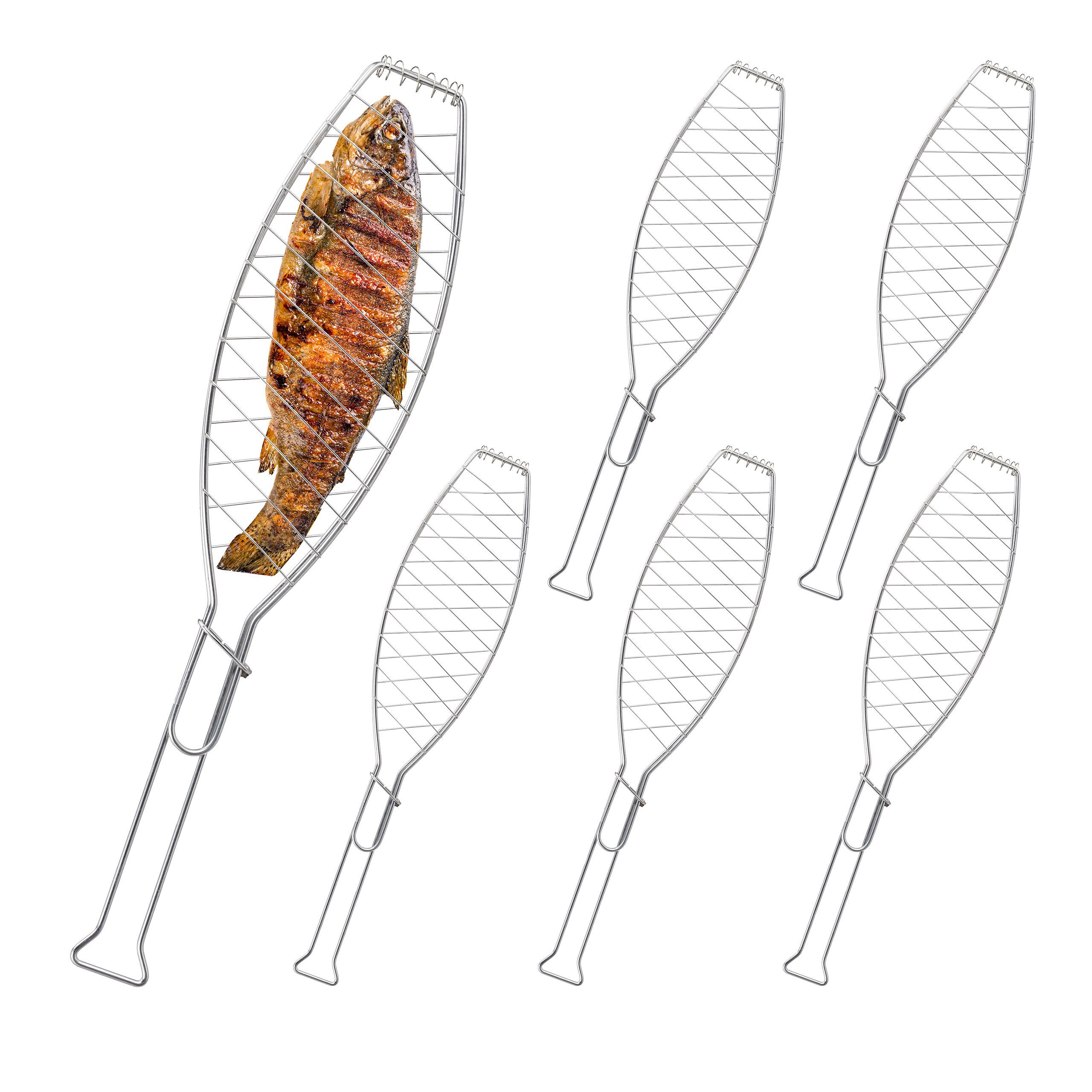 relaxdays Grillguthalter Fischbräter Grill 6er Set, Edelstahl, (6-St)