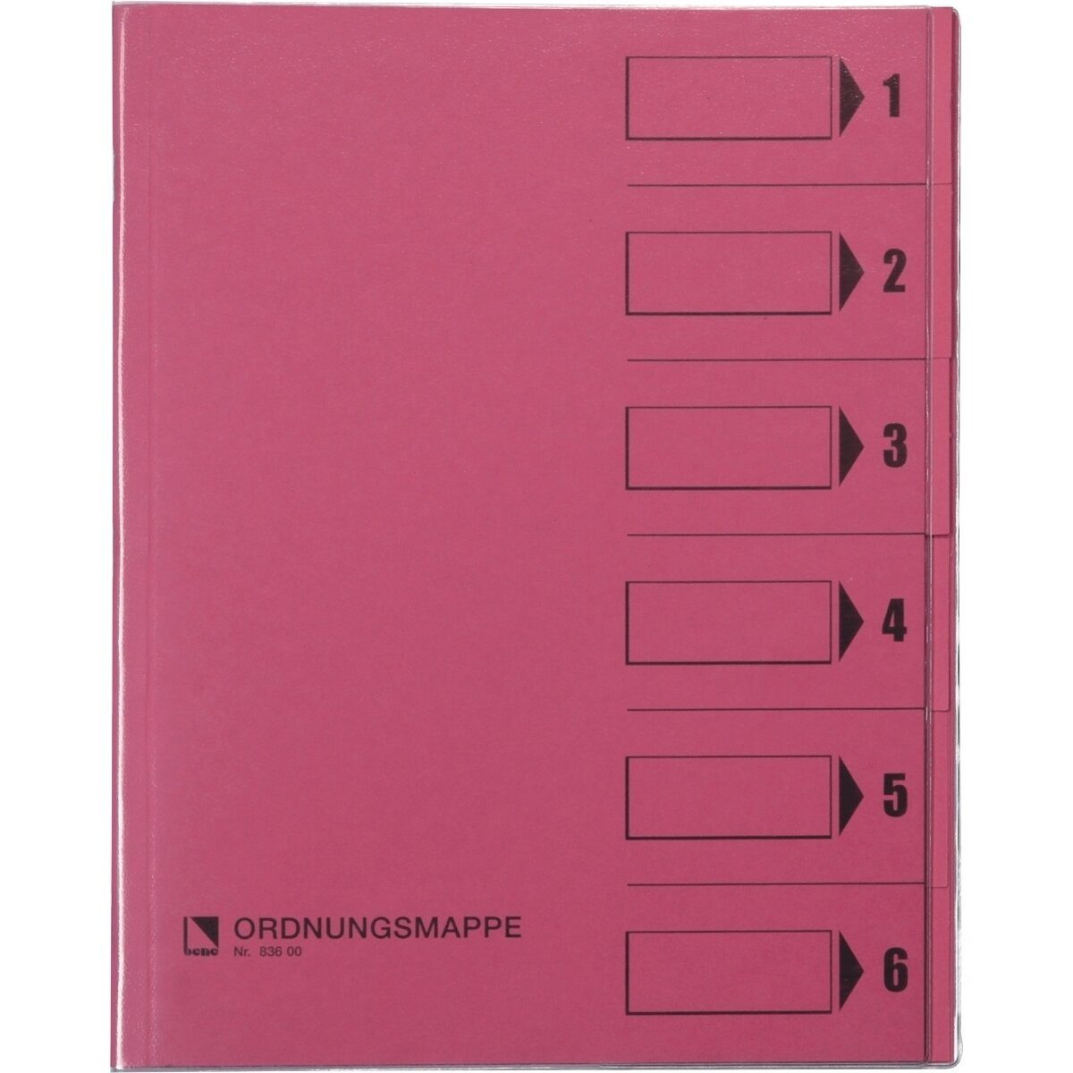 Organisationsmappe Ordnungsmappen A4 Karton 250g/qm 6 Fächer rosa