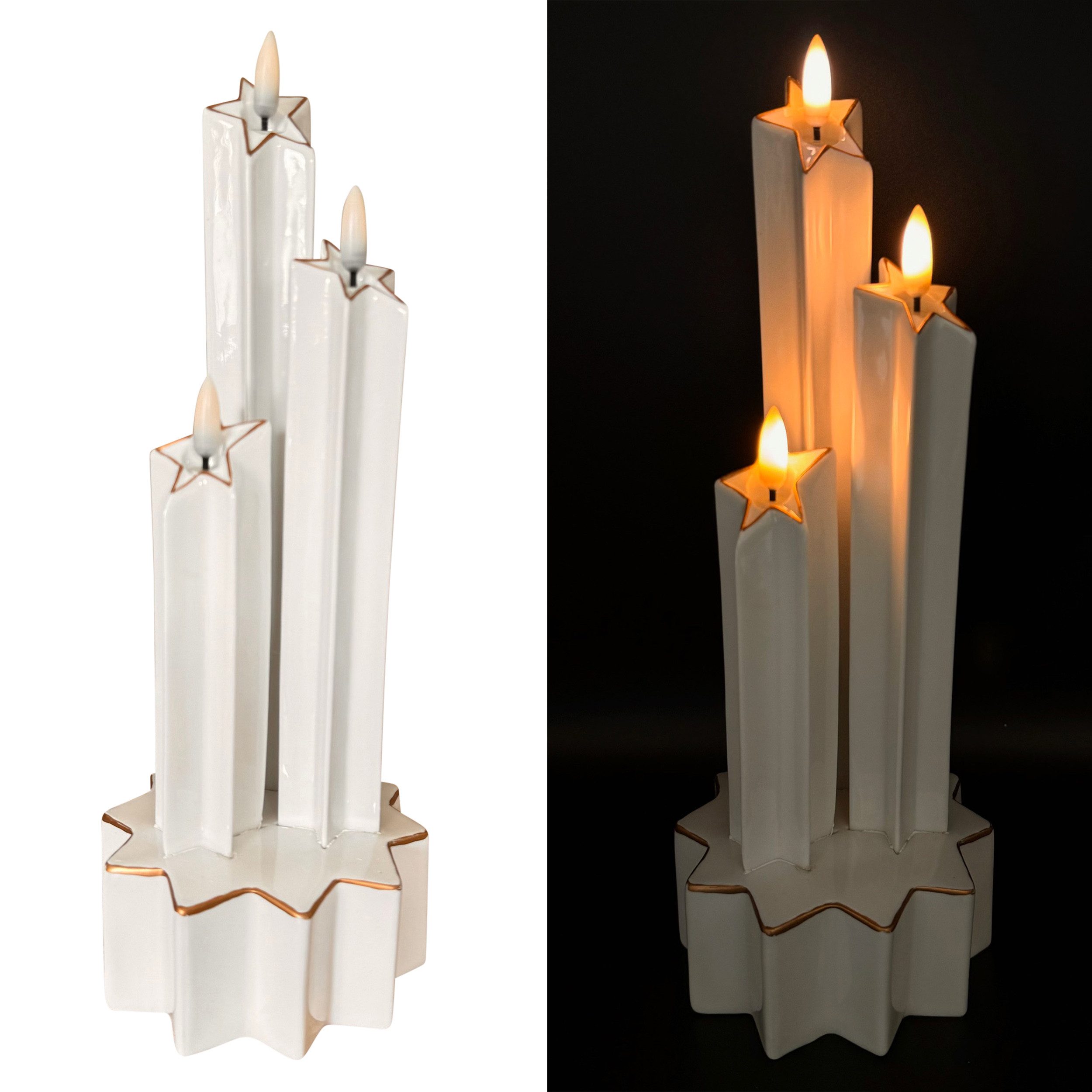 Online-Fuchs LED-Kerze 3 LED-Kerzen zusammen in Sternform aus Keramik gefer günstig online kaufen