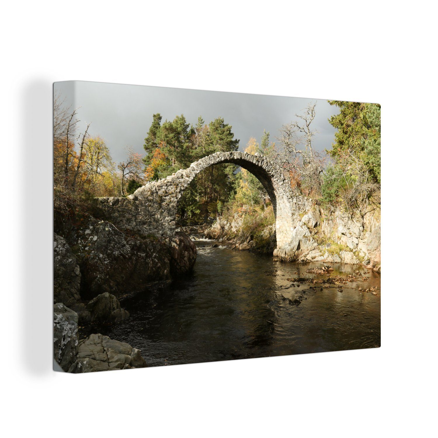 OneMillionCanvasses® Leinwandbild Alte Steinbrücke im Cairngorms-Nationalpark, Schottland, (1 St), Wandbild Leinwandbilder, Aufhängefertig, Wanddeko, 30x20 cm