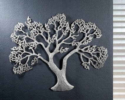 GILDE Wanddekoobjekt Wandrelief Baum, silber (1 St), Wanddeko, aus Metall, dekorativ im Esszimmer & Wohnzimmer